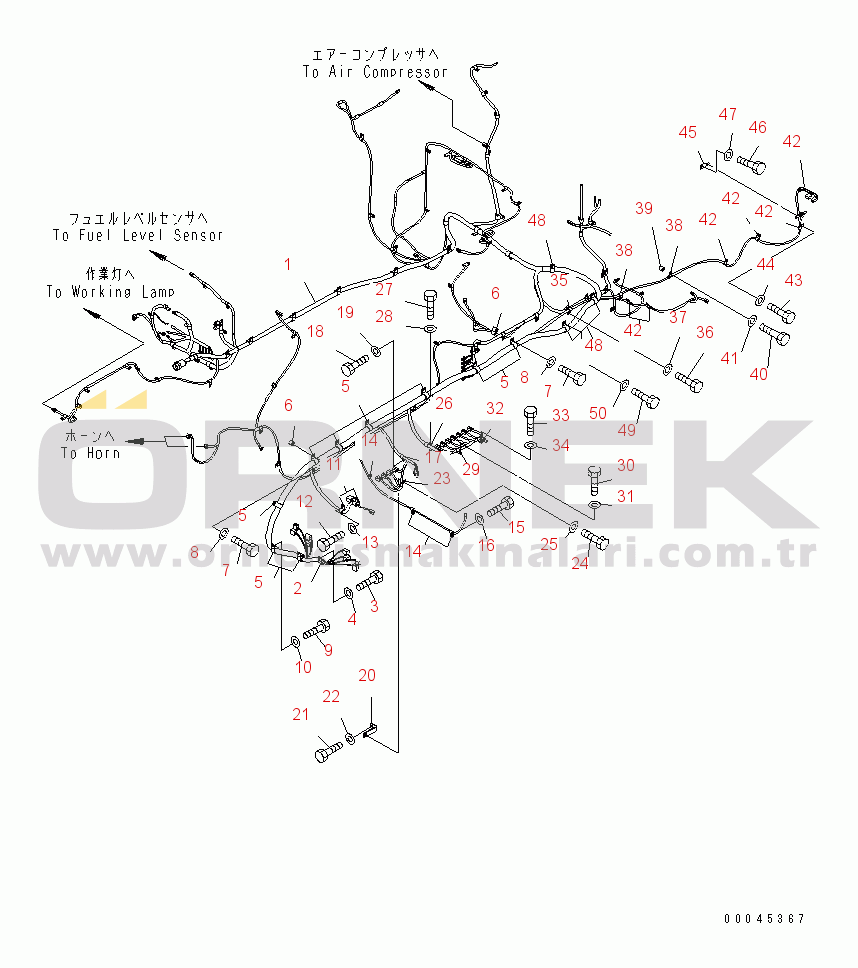 Komatsu PC800-8K S/N K50001-UP WIRING (MAIN HARNESS) (HARNESS AND CLIP) (LEFT DECK) (1/2)