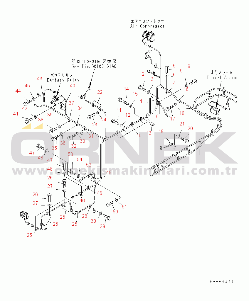 Komatsu PC800SE-7 S/N 40001-UP (Yurtdışı Versiyonu) WIRING (MAIN HARNESS) (CLIP) (RIGHT DECK)