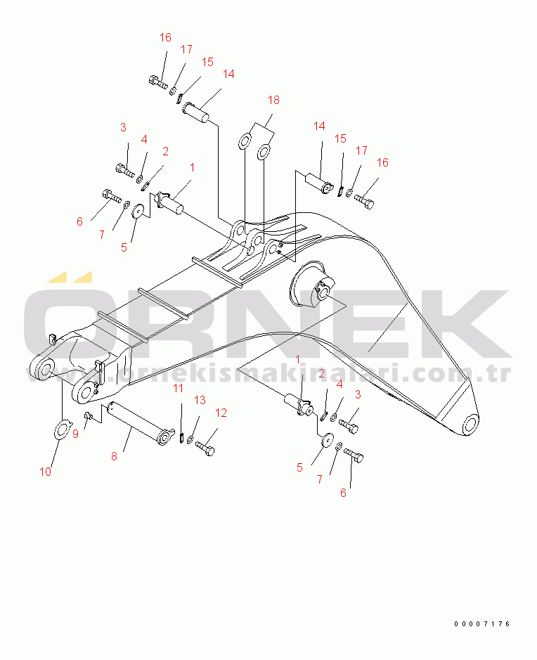 Komatsu PC800SE-7 S/N 40001-UP (Overseas Version) BOOM (BOOM PIN) (FOR BACKHOE)