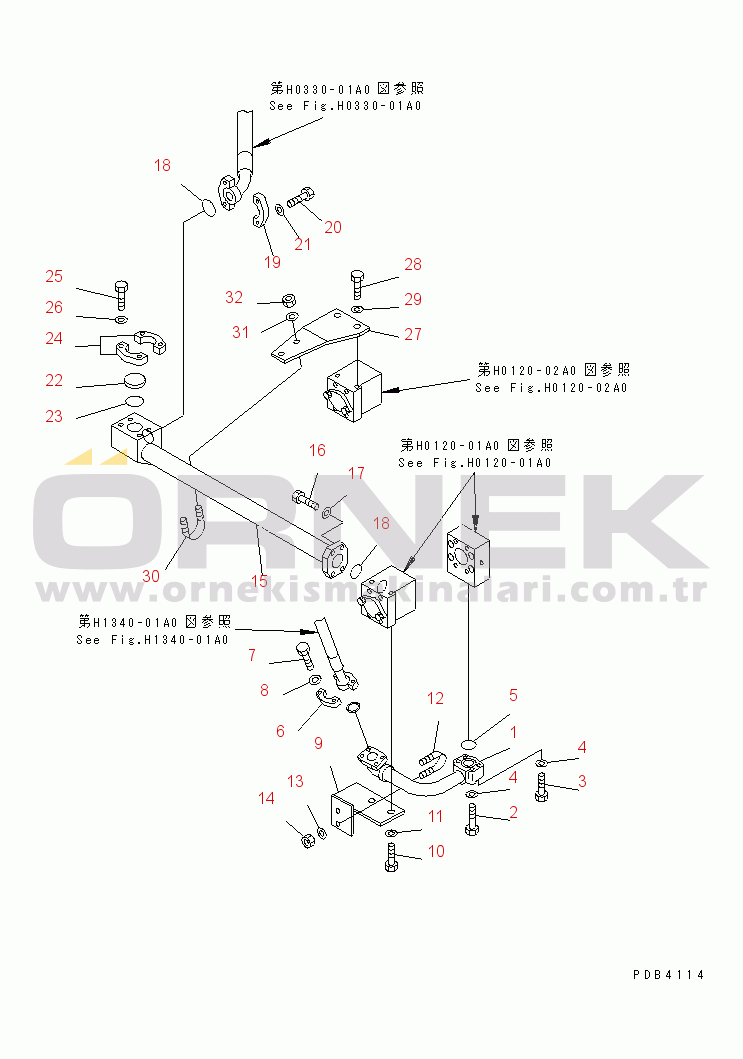 Komatsu PC800SE-6 S/N 30001-UP MAIN VALVE RETURN PIPING (TUBE) (1/2)(#30001-30174)