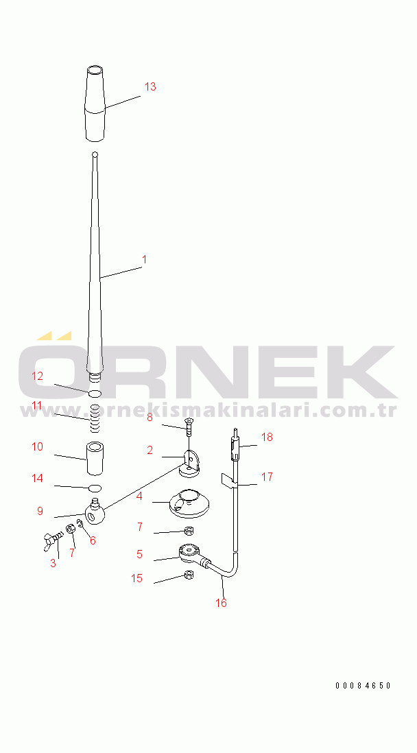 Komatsu PC850SE-8R S/N 60001-UP (W/O EGR) RUBBER ANTENNA(#60014-)