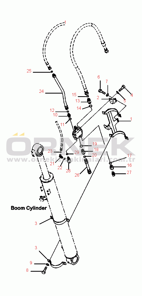 Komatsu PC88MR-8 S/N A90001-UP T1120-002004 HYDRAULIC PIPING BOOM CYLINDER LINE WITH HOLDING VALVE (1/2)