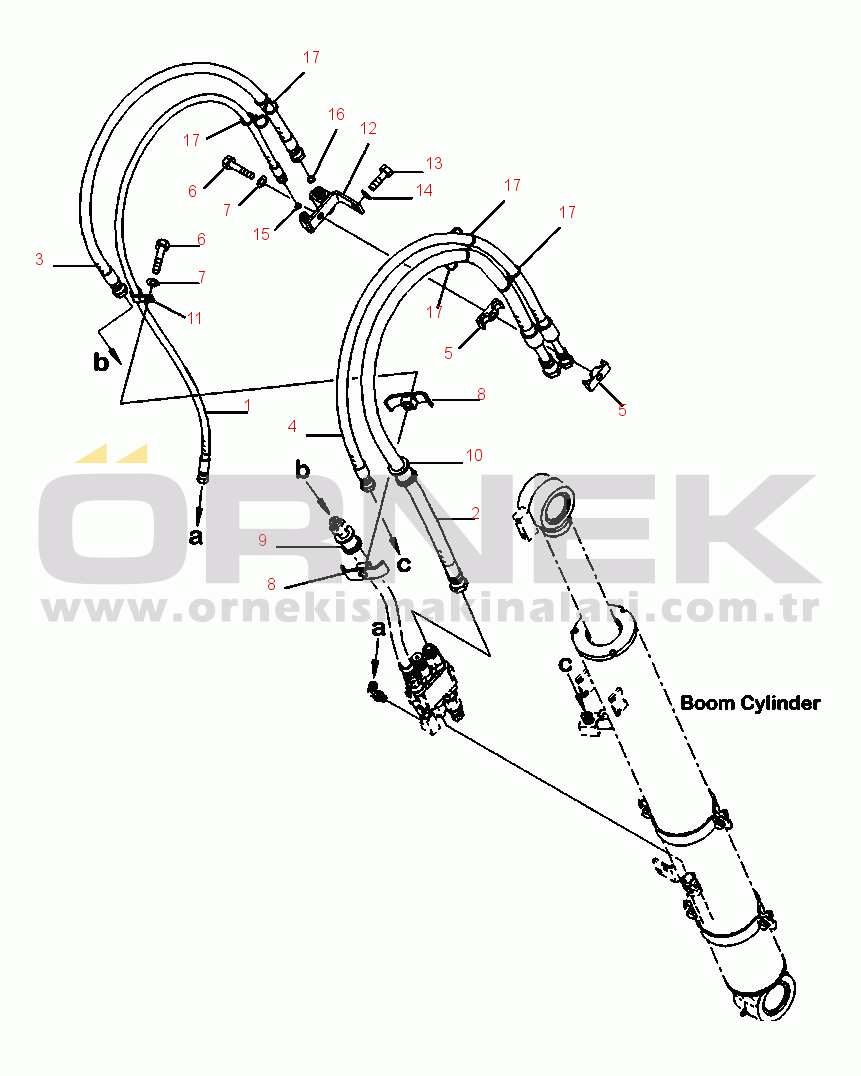 Komatsu PC88MR-8 S/N A90001-UP T1120-002005 HYDRAULIC PIPING BOOM CYLINDER LINE WITH HOLDING VALVE (2/2)