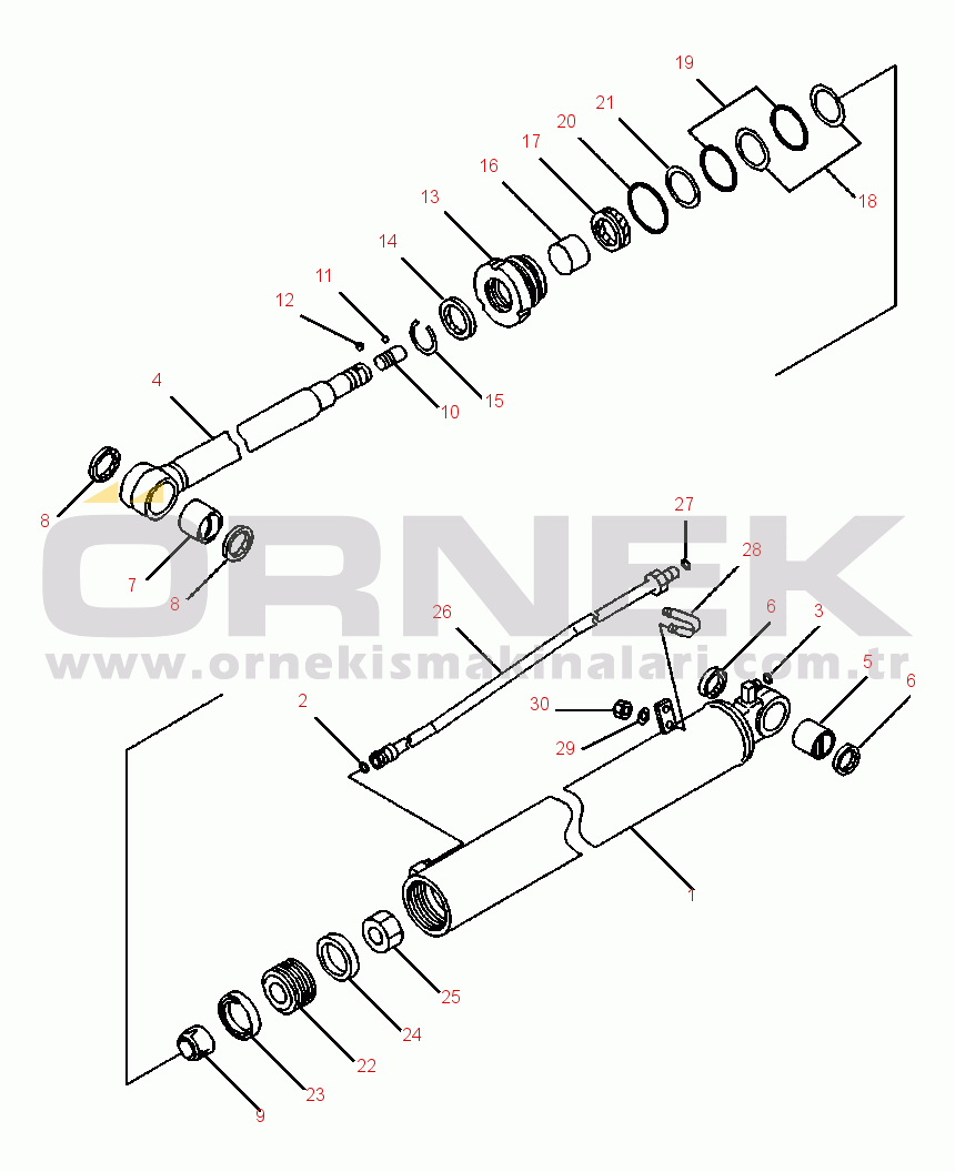 Komatsu PC88MR-8 S/N A90001-UP T1140-001001 HYDRAULIC CYLINDER ARM - COMPLETE ASSEMBLY