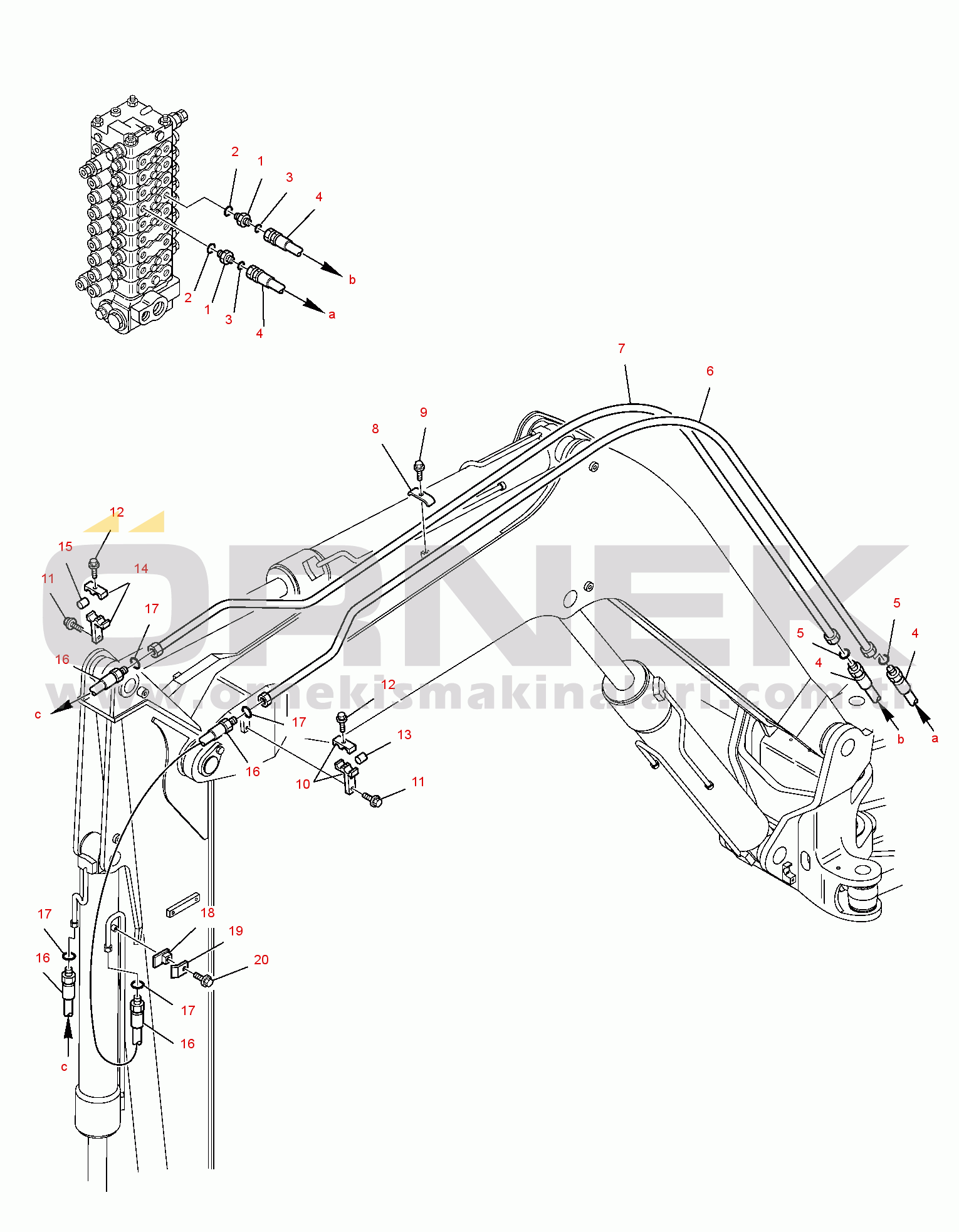 Komatsu PC95R-2 USA S/N 21D5200330-UP HYDRAULIC PIPING (BUCKET CYLINDER LINE)