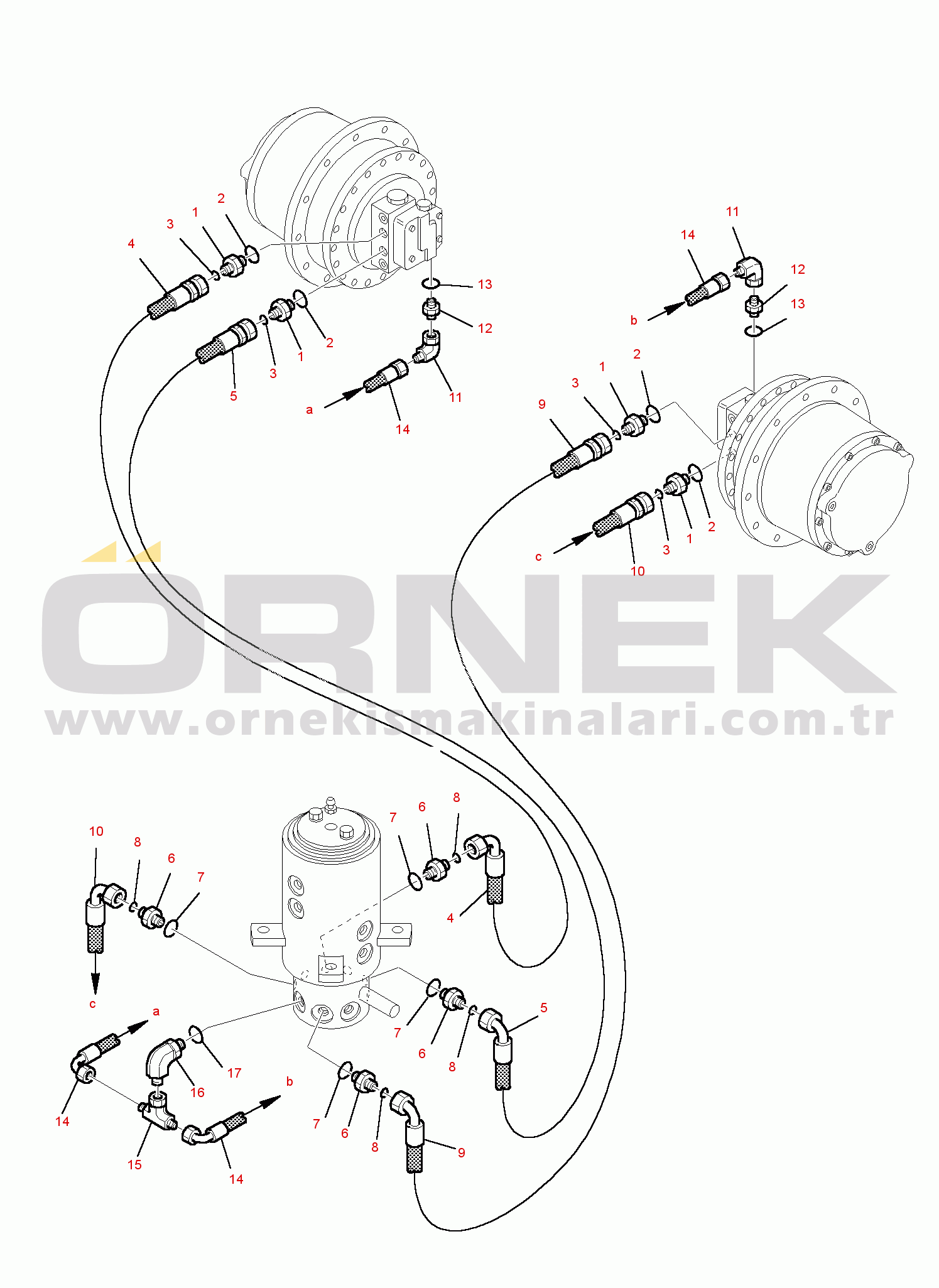 Komatsu PC95R-2 USA S/N 21D5210001-UP HYDRAULIC PIPING (TRAVEL MOTOR LINE) (2/2)