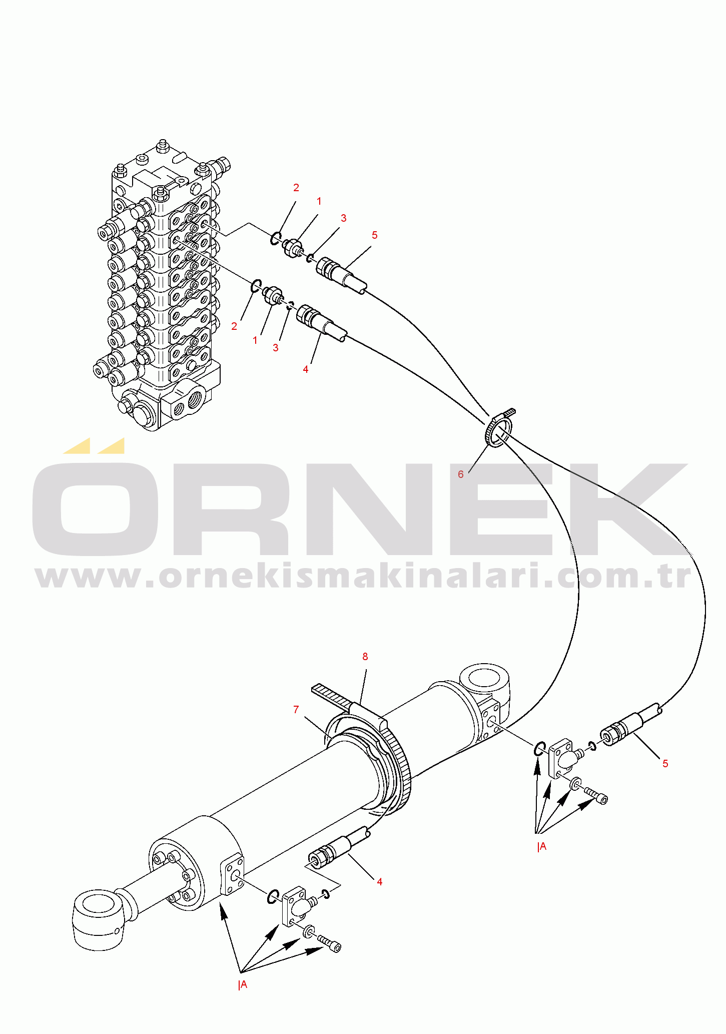 Komatsu PC95R-2 USA S/N 21D5210001-UP HYDRAULIC PIPING (BOOM SWING LINE)