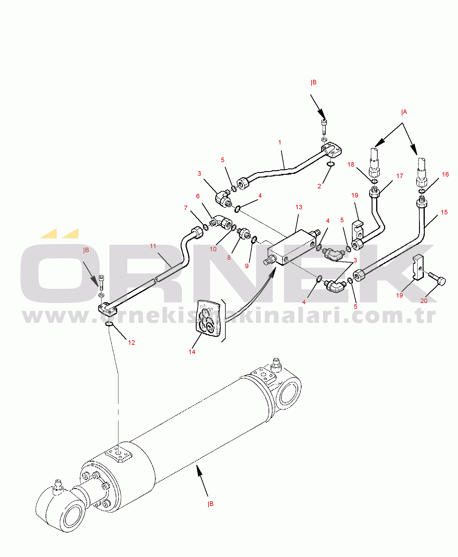 Komatsu PC95R-2 S/N 21D5200001-UP HYDRAULIC PIPING (2nd BOOM CYLINDER LINE) (SAFETY VALVE)