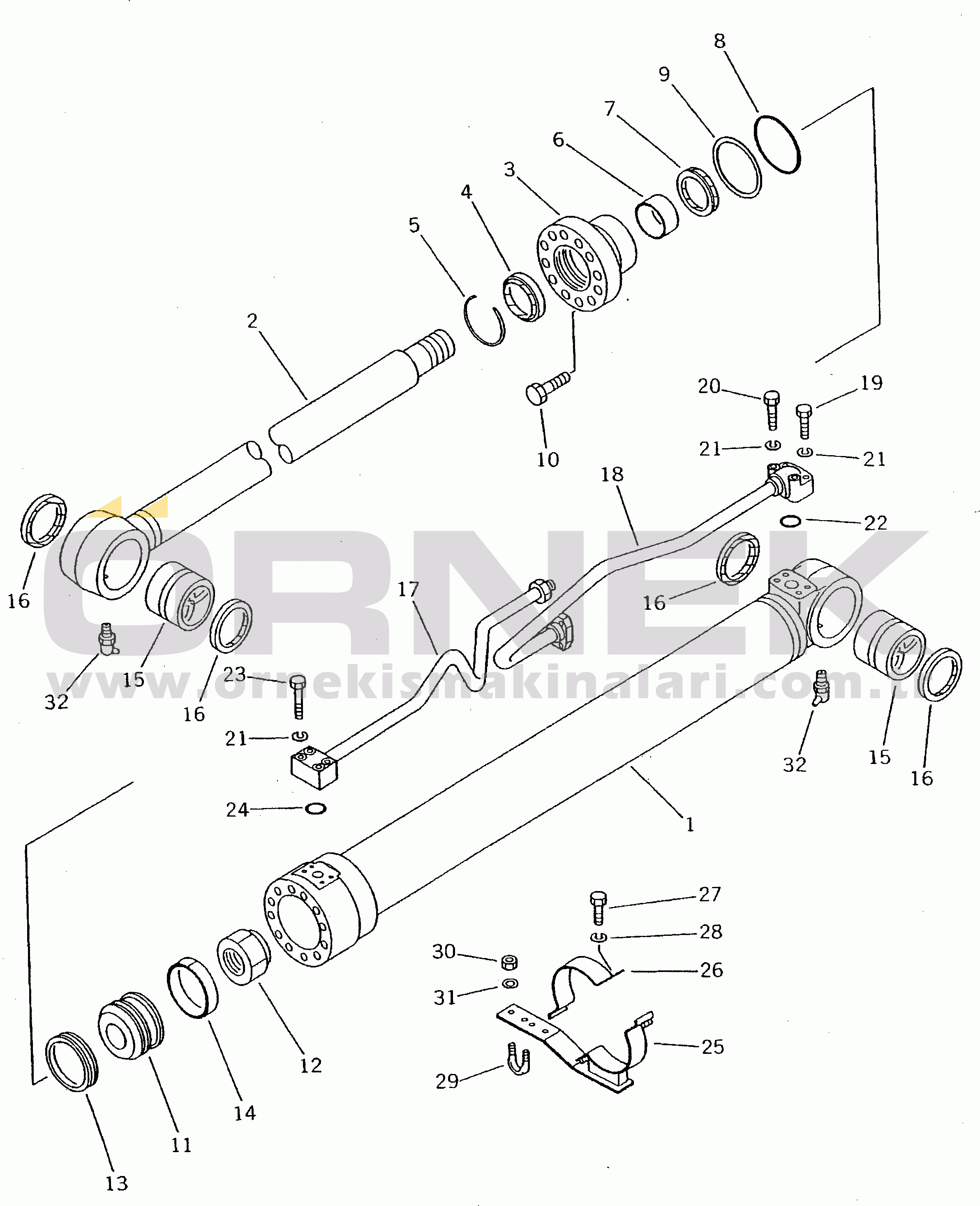 Komatsu PW100-3 S/N 1601-UP BOOM CYLINDER(#1601-2300)