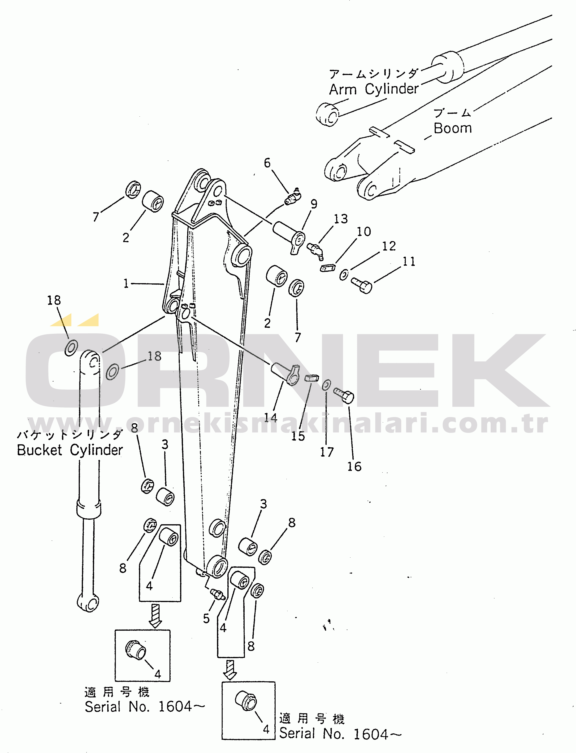 Komatsu PW100-3 S/N 1601-UP ARM(#1601-2300)
