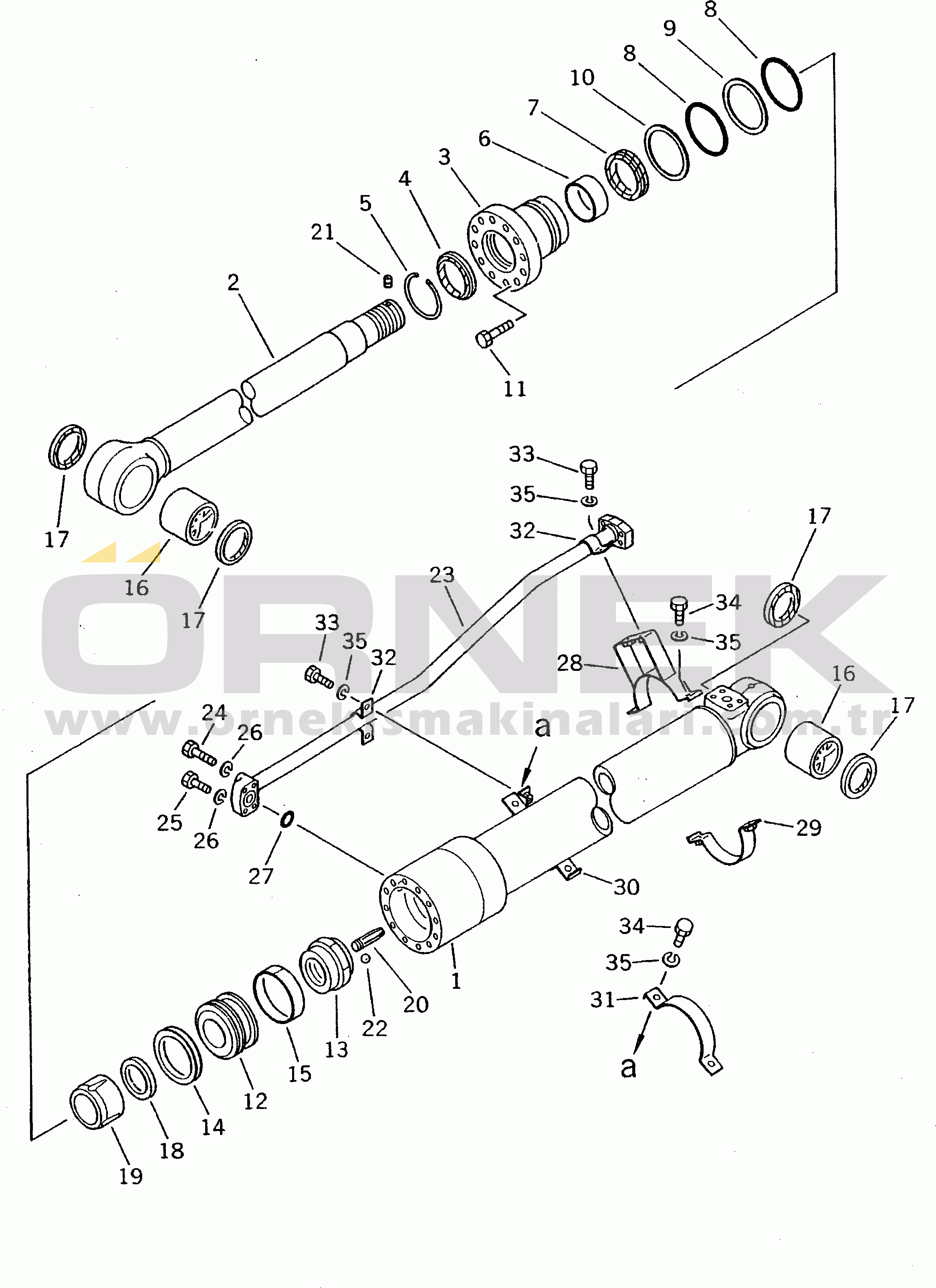 Komatsu PW100-3 S/N 1601-UP ARM CYLINDER(#1601-2300)