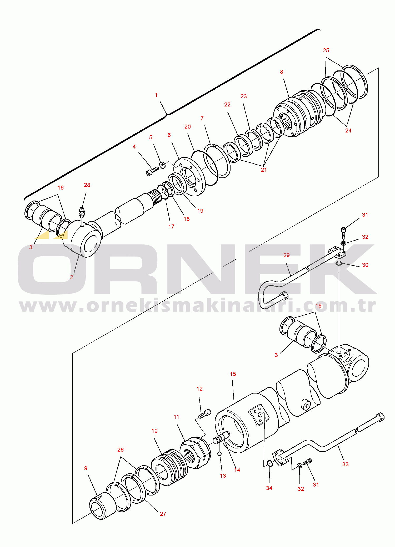Komatsu PW110R-1 S/N 2260010122-UP ARM CYLINDER