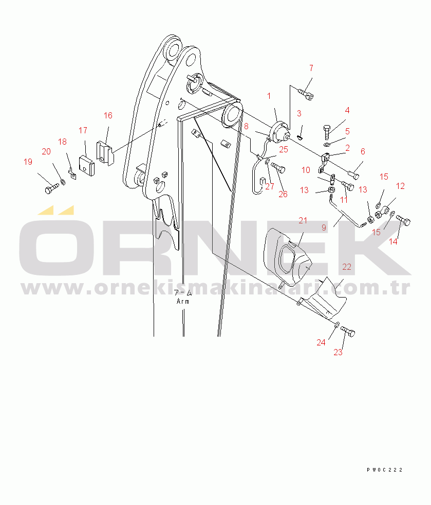 Komatsu PW128UU-1 S/N 1001-UP ARM (SAFEETY EQUIPMENT) (FOR OFFSET BOOM)(#1201-)