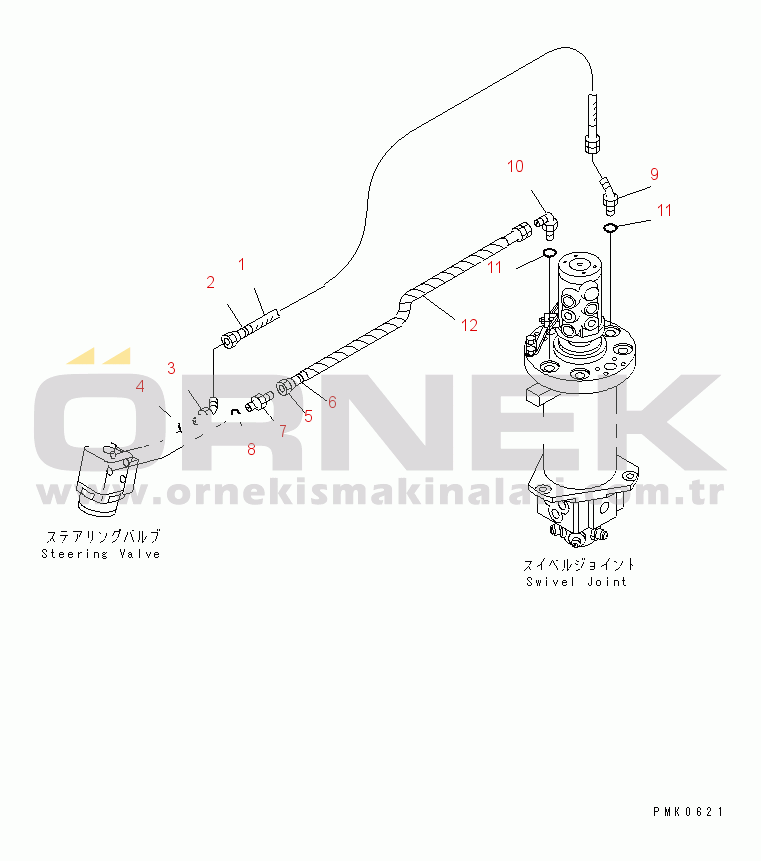 Komatsu PW130-6K S/N K30001-UP STEERING LINE (VALVE TO SWIVEL JOINT)