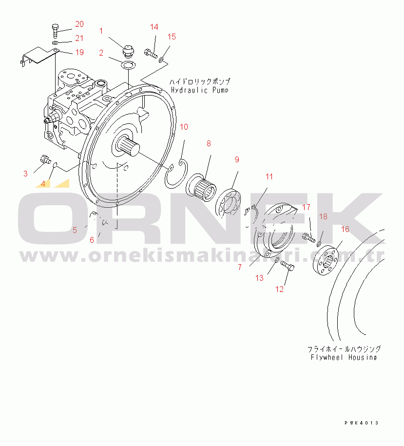 Komatsu PW130ES-6K S/N K30545-UP MAIN PUMP (FILLER¤ COUPLING AND MOUNT)