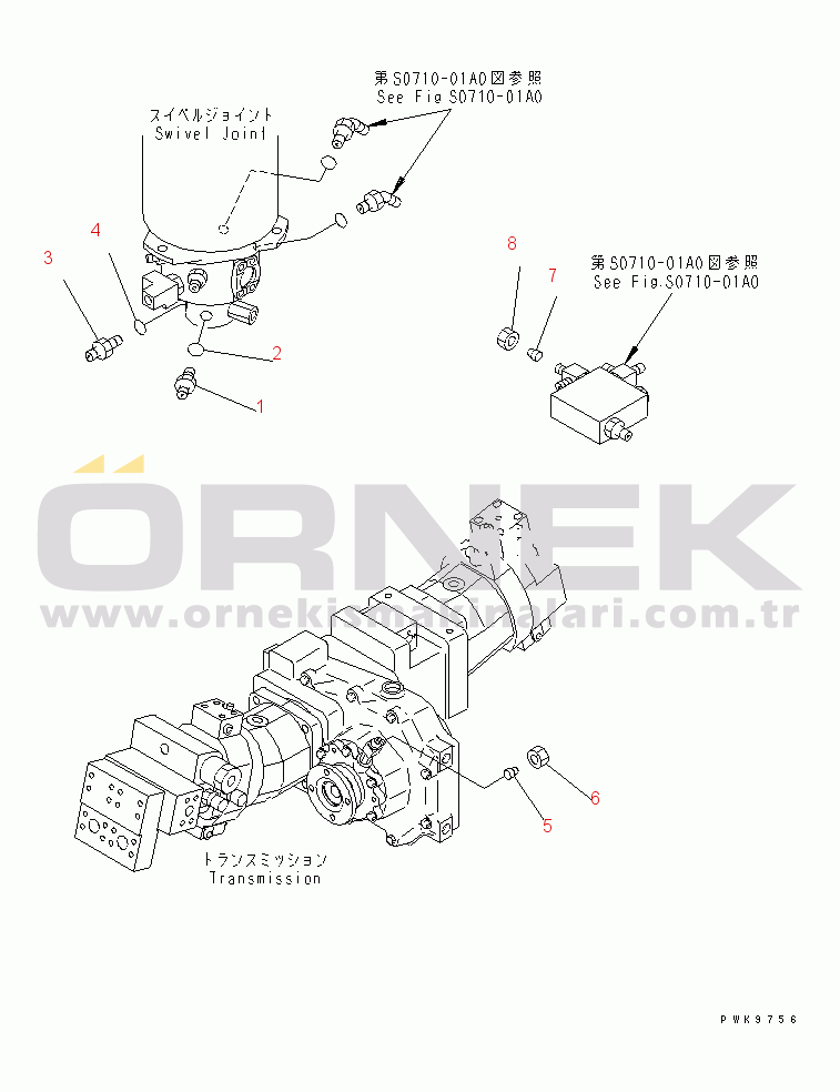 Komatsu PW130ES-6K S/N K30545-UP REAR DOZER PIPING (CONNECTING RELATED PARTS)