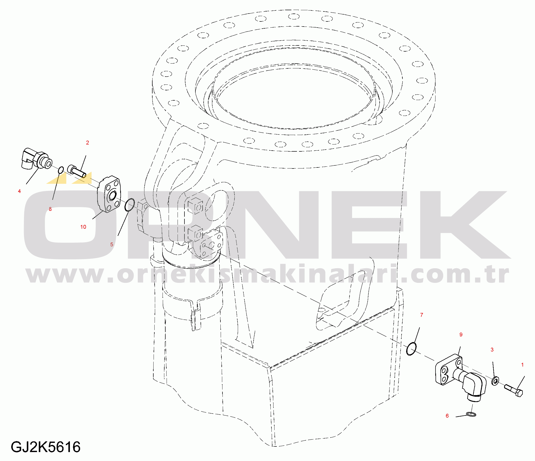 Komatsu PW148-8 S/N H50051-UP ROTATING ARM (BUCKET CYLINDER PIPING)