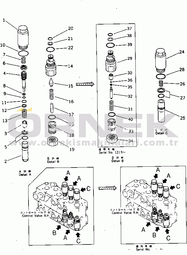 Komatsu PW150-1 S/N 1001-UP CONTROL VALVE¤ R.H. (SAFETY VALVE) (4/4)