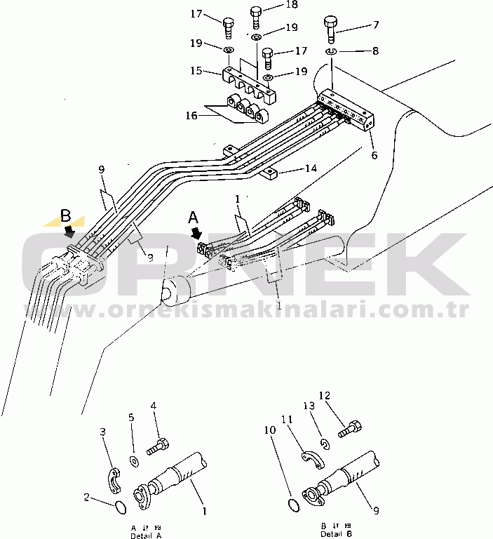 Komatsu PW150-1 S/N 1001-UP HYDRAULIC PIPING (6/8) (BOOM¤ ARM)(#1213-)