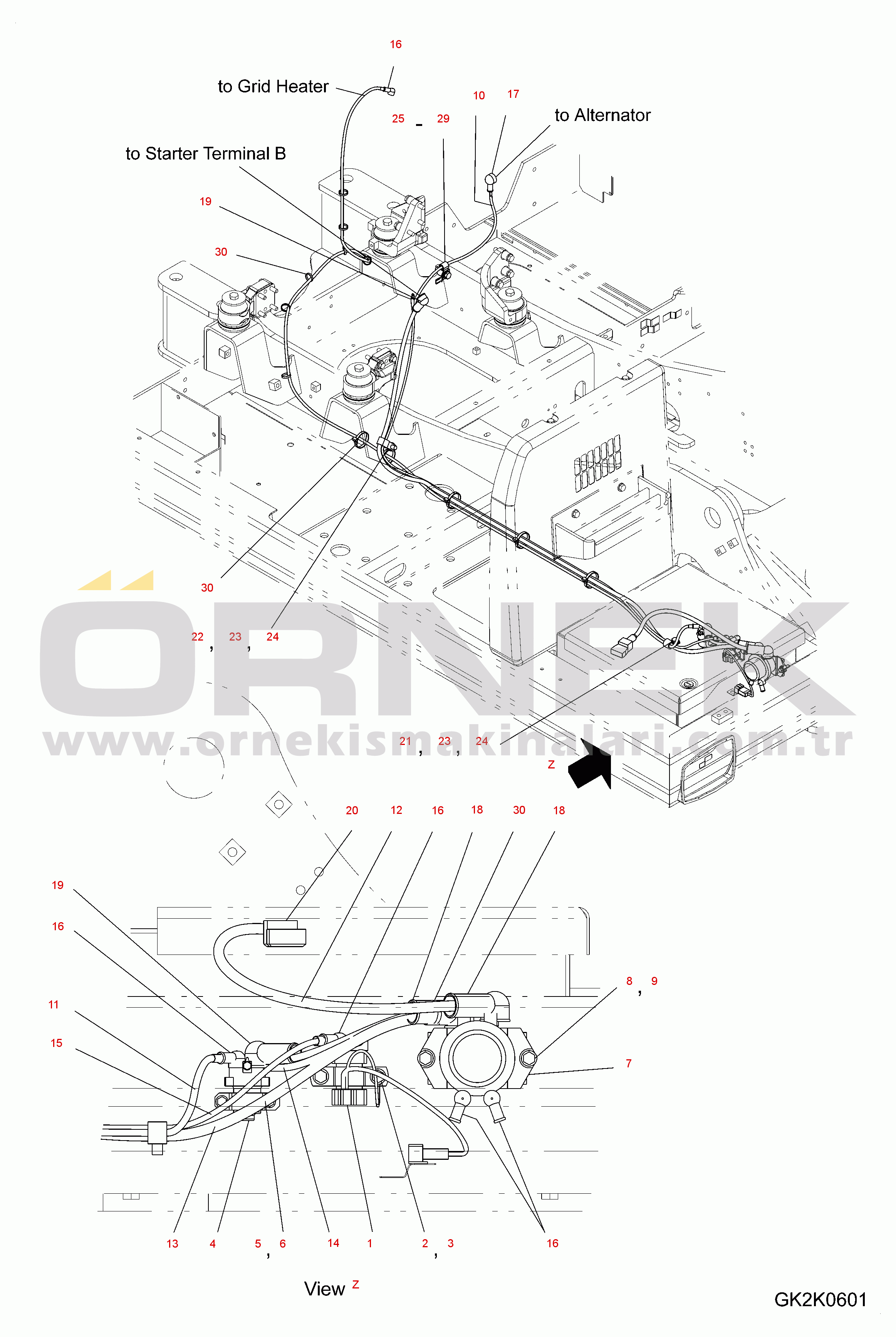 Komatsu PW160-7E0 S/N H55051-UP WIRING (STARTING HARNESS)
