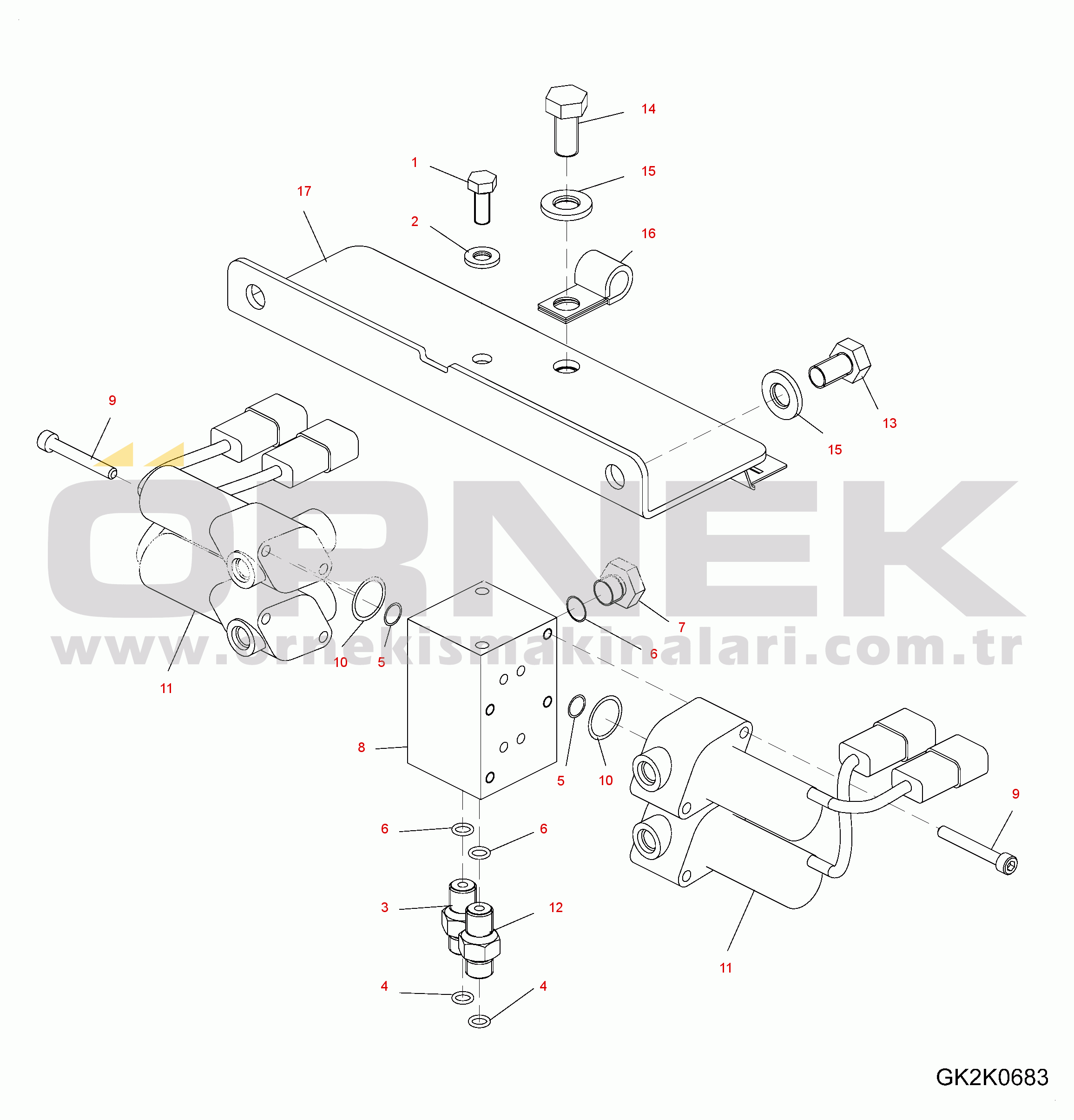 Komatsu PW160-7E0 S/N H55051-UP SOLENOID VALVE (PROP CONTROL) (FOUR STATIONS)