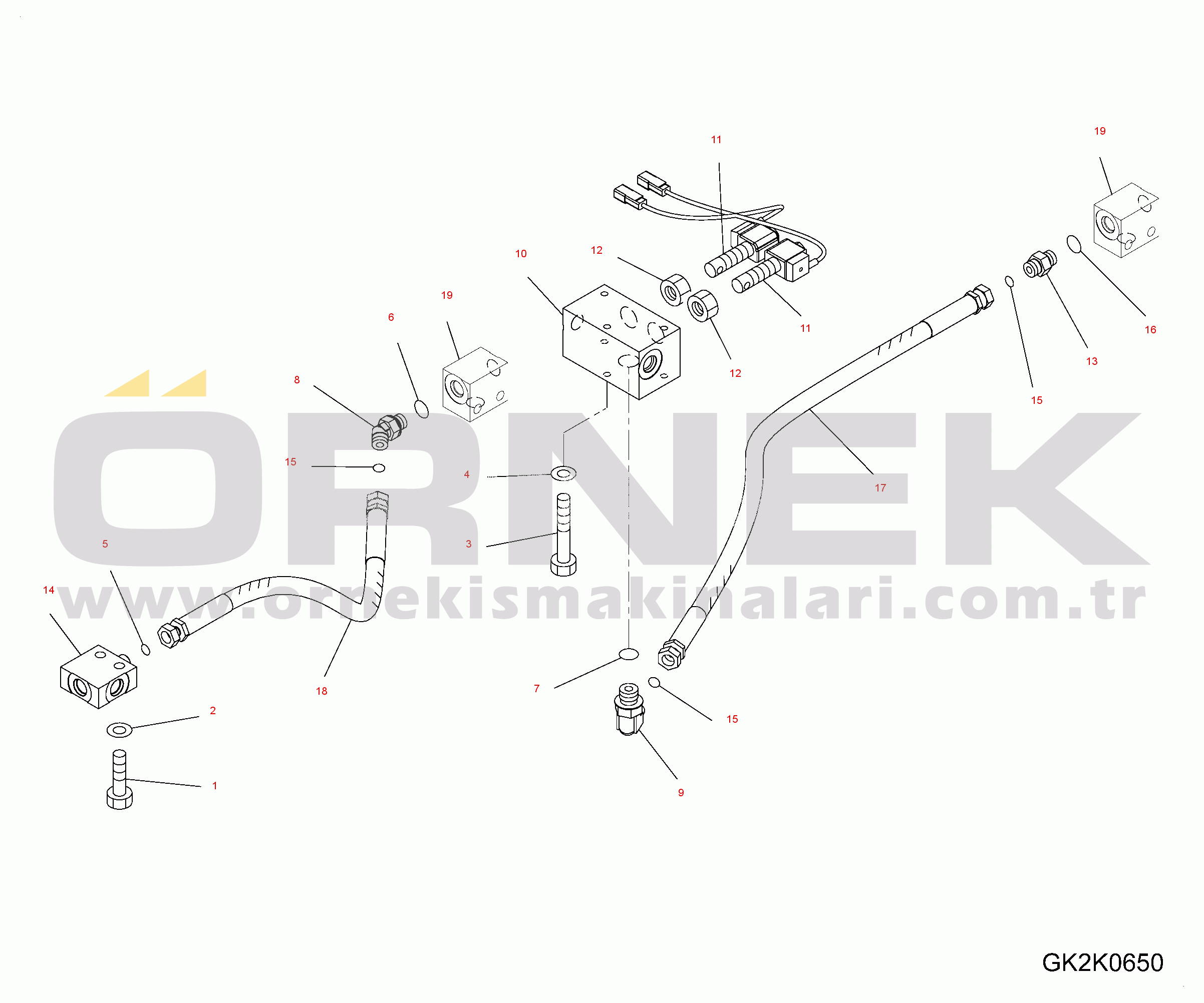 Komatsu PW160-7E0 S/N H55051-UP SWIVEL JOINT (HYDRAULIC PIPING) (FRONT OUTRIGGER) (1/2)