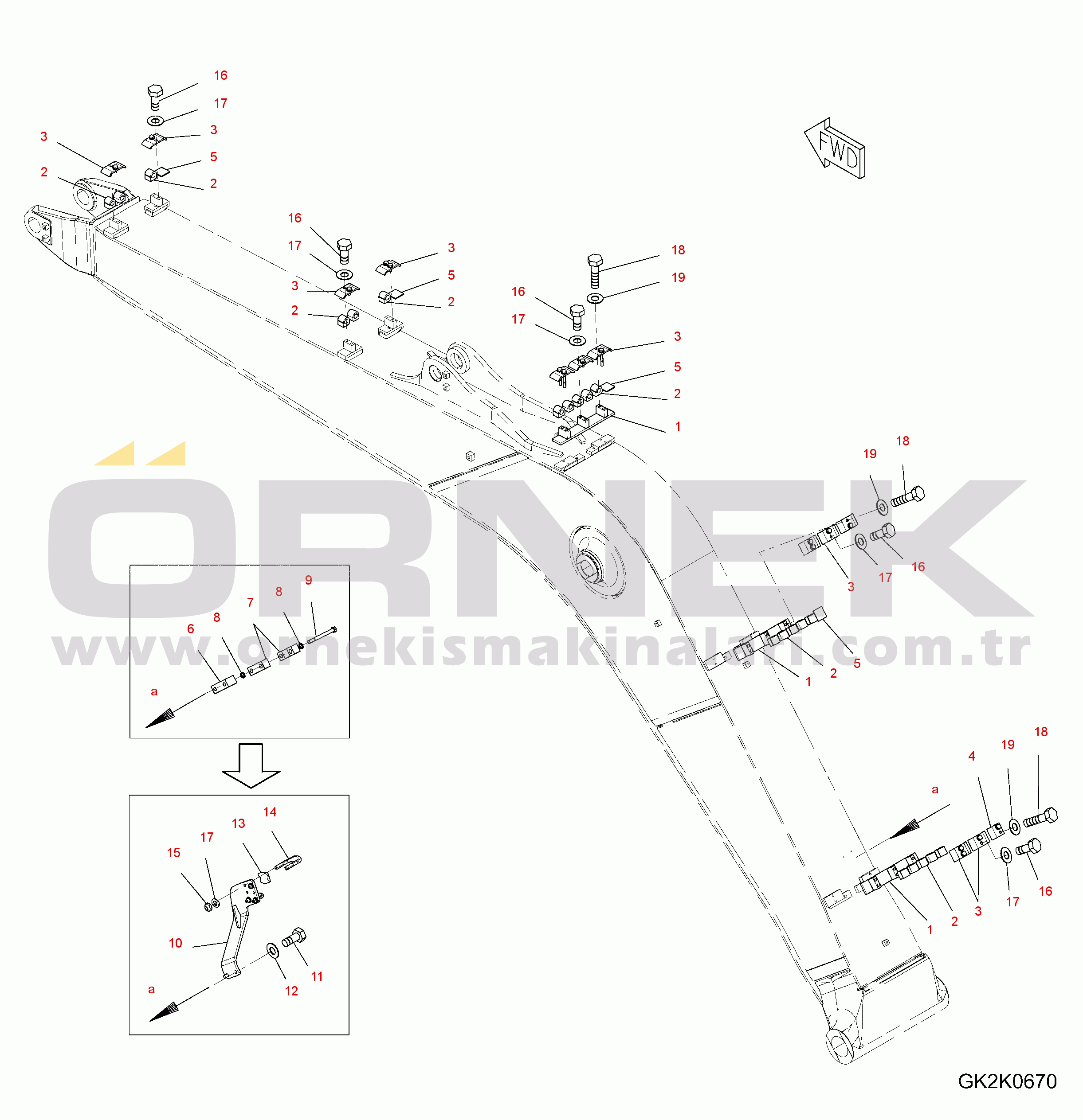 Komatsu PW160-7E0 S/N H55051-UP ONE-PIECE BOOM - ONE ATTACHMENT (CLAMPS)