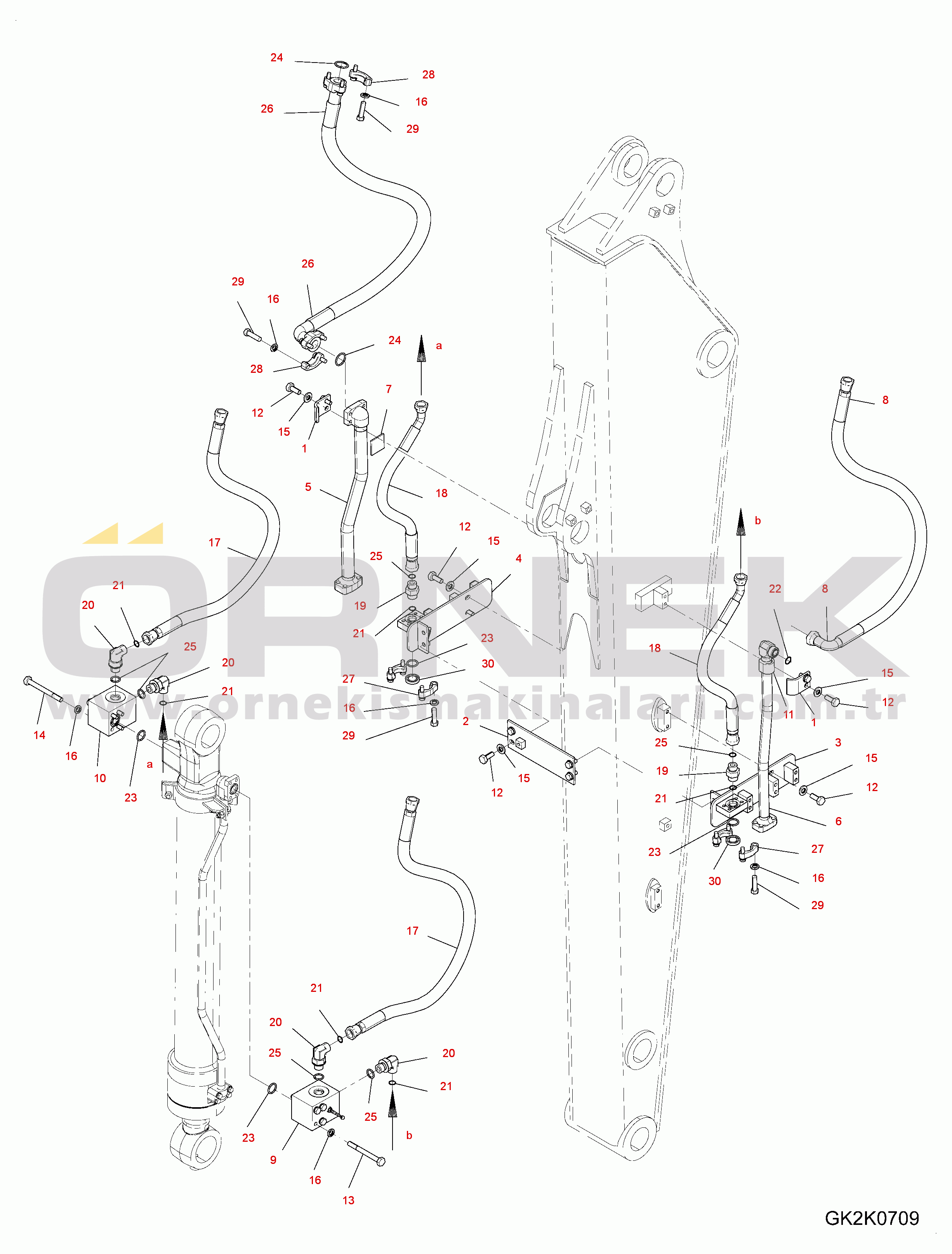 Komatsu PW160-7E0 S/N H55051-UP HYDRAULIC PIPING - ARM (2.5M)