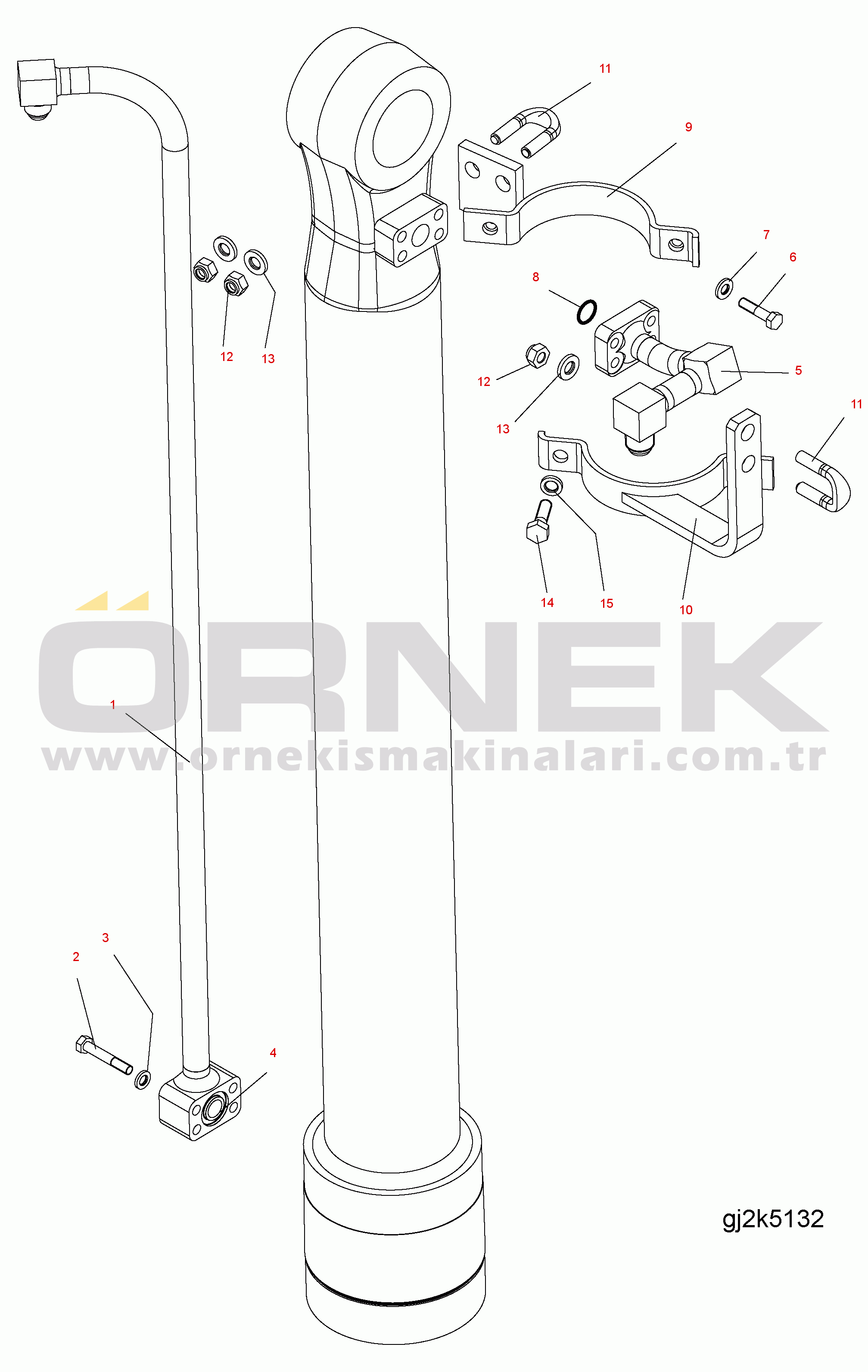 Komatsu PW160-7E0 S/N H55051-UP ROTATING ARM (BUCKET CYLINDER) (PIPING)