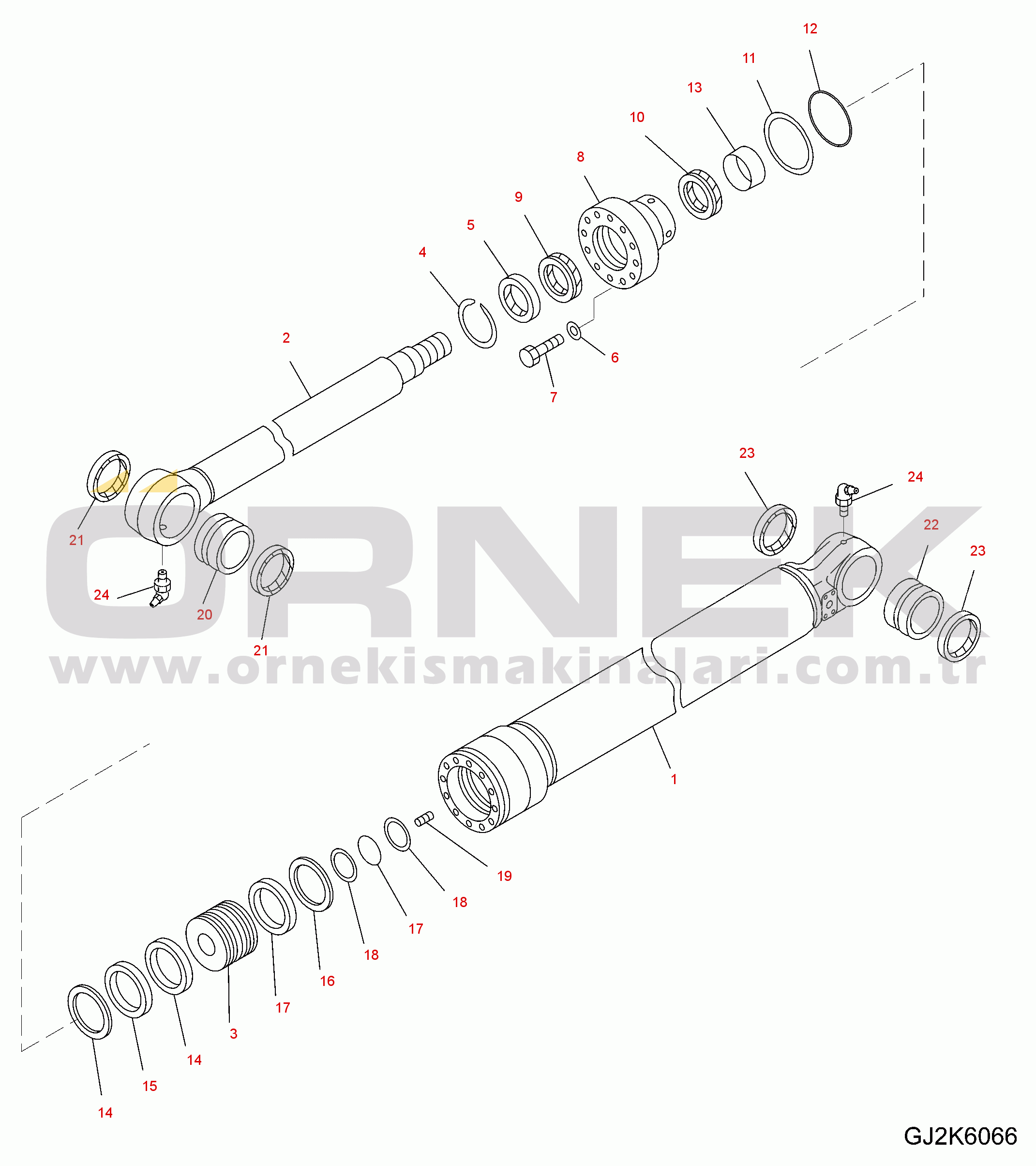 Komatsu PW160-7E0 S/N H55051-UP ROTATING ARM (BUCKET CYLINDER) (INNER PARTS)