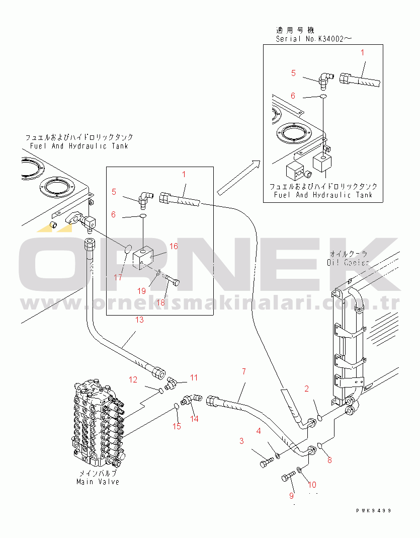Komatsu PW170ES-6K S/N K30001-UP OIL COOLER LINE(#K32001-)