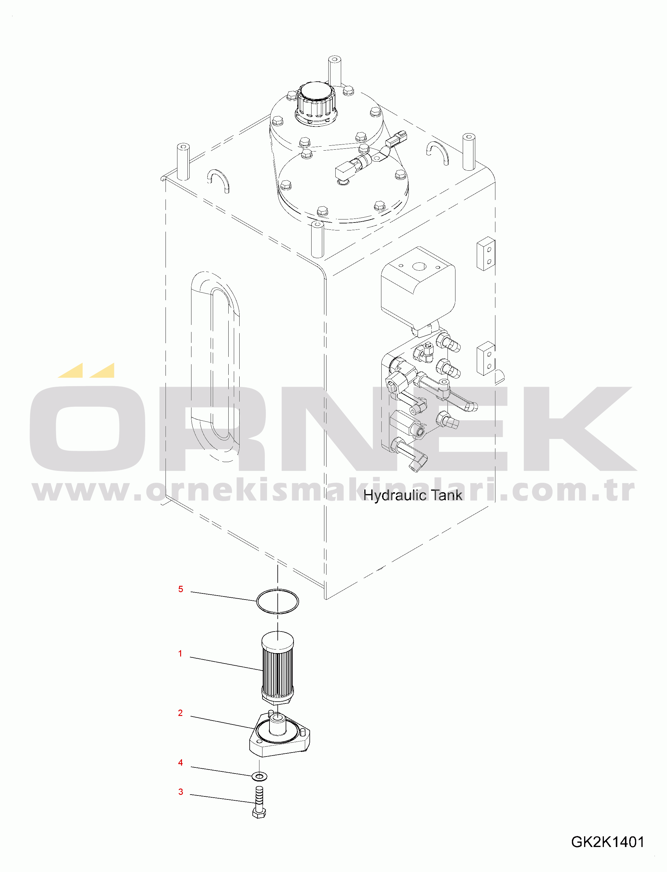 Komatsu PW180-10 S/N H60051-UP Steering Piping, Hydraulic Tank Strainer