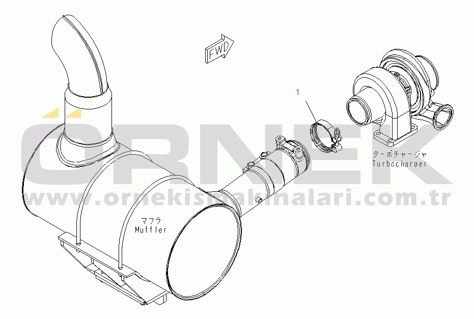 Komatsu PW180-7E0 S/N H55051-UP EXHAUST CONNECTOR CLAMP