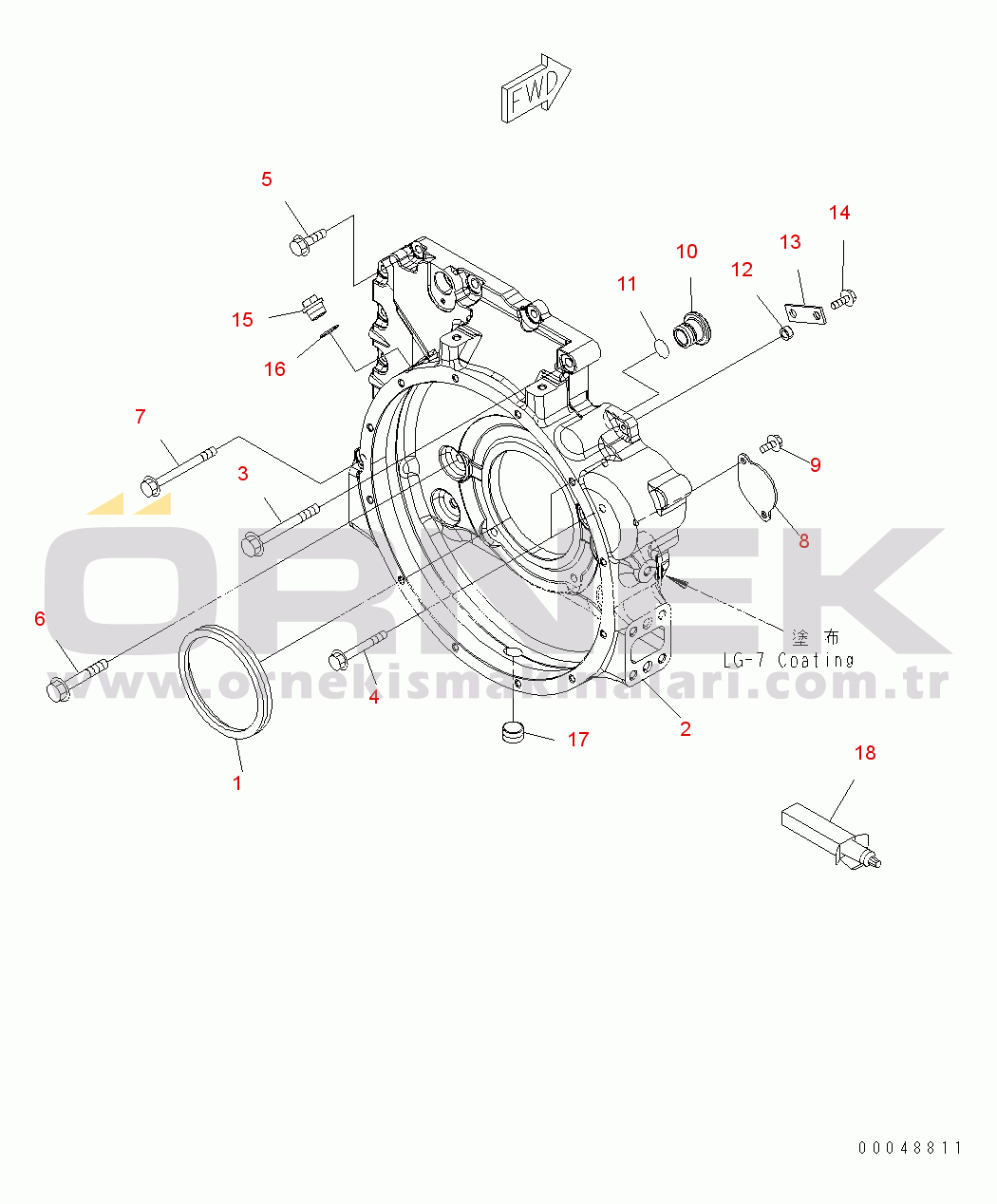 Komatsu PW180-7E0 S/N H55051-UP FLYWHEEL HOUSING
