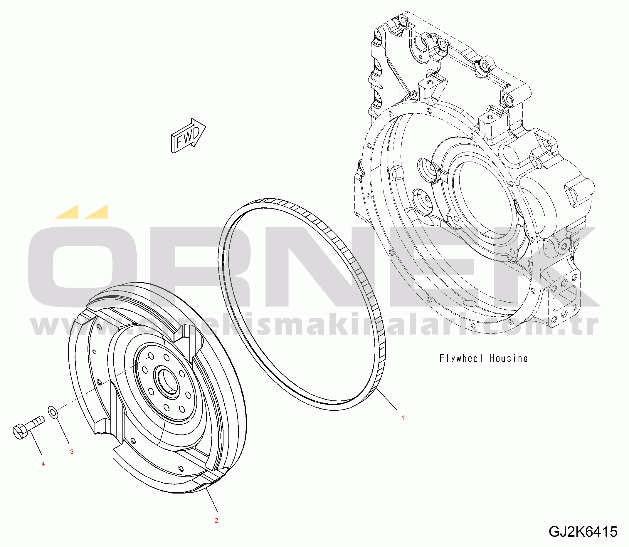 Komatsu PW180-7E0 S/N H55051-UP FLYWHEEL AND MOUNTING