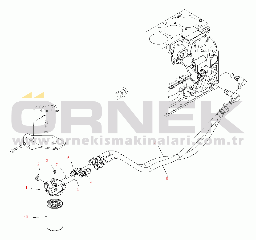 Komatsu PW180-7E0 S/N H55051-UP OIL FILTER AND PIPING