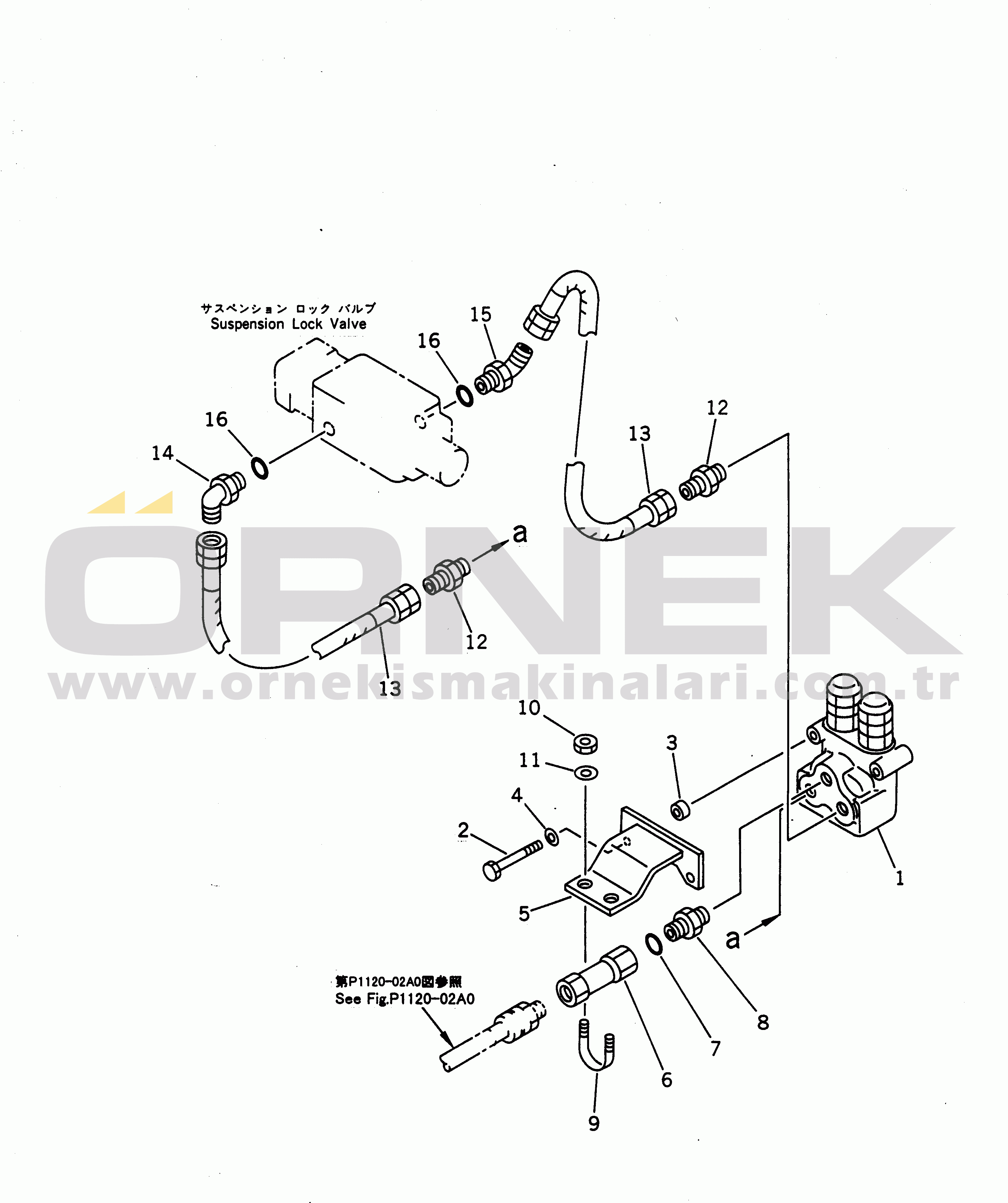 Komatsu PW200-1 S/N 10001-UP SUSPENSION LOCK CYLINDER PIPING (2/2)(#10001-10105)