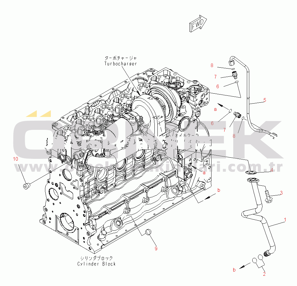 Komatsu PW200-7E0 S/N H55051-UP TURBOCHARGER OIL PIPING