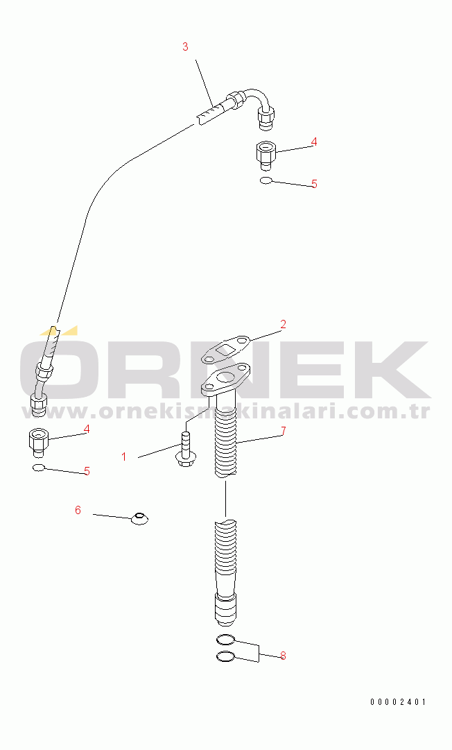 Komatsu PW200-7 S/N H50051-UP TURBOCHARGER OIL PIPING(#21515446-)