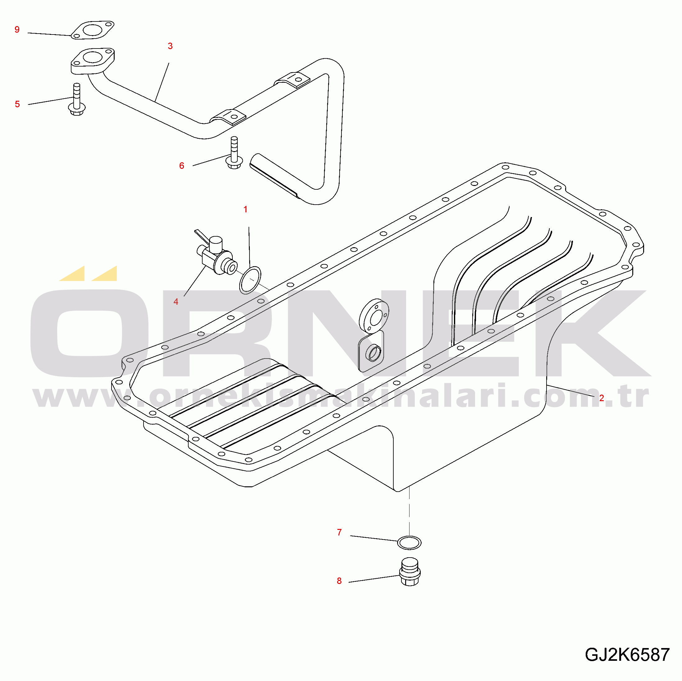 Komatsu PW220-7H S/N H50051-UP OIL PAN AND SUCTION TUBE