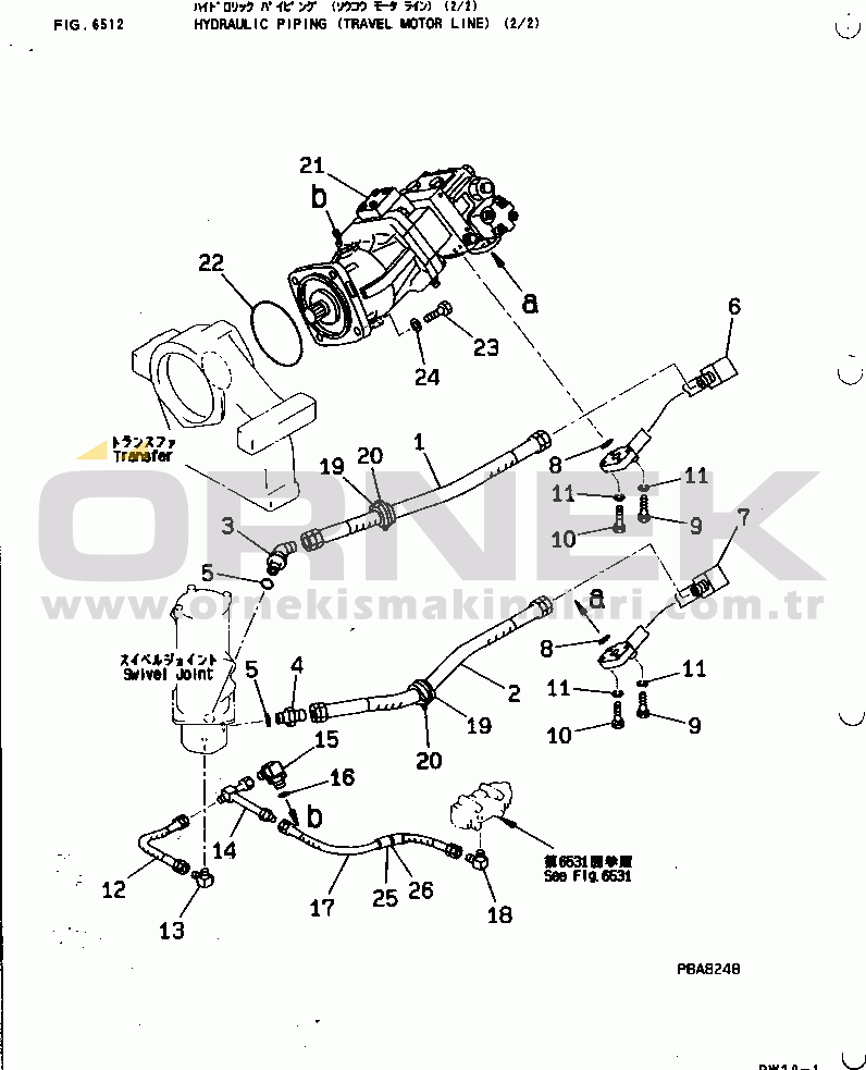 Komatsu PW30T-1 S/N 1001-UP HYDRAULIC PIPING (TRAVEL MOTOR LINE) (2/2)