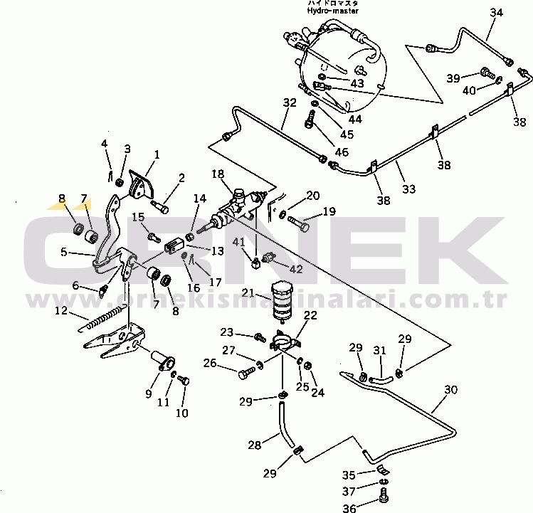Komatsu PW60S-3 S/N 2001-UP BRAKE PEDAL AND PIPING (1/4)