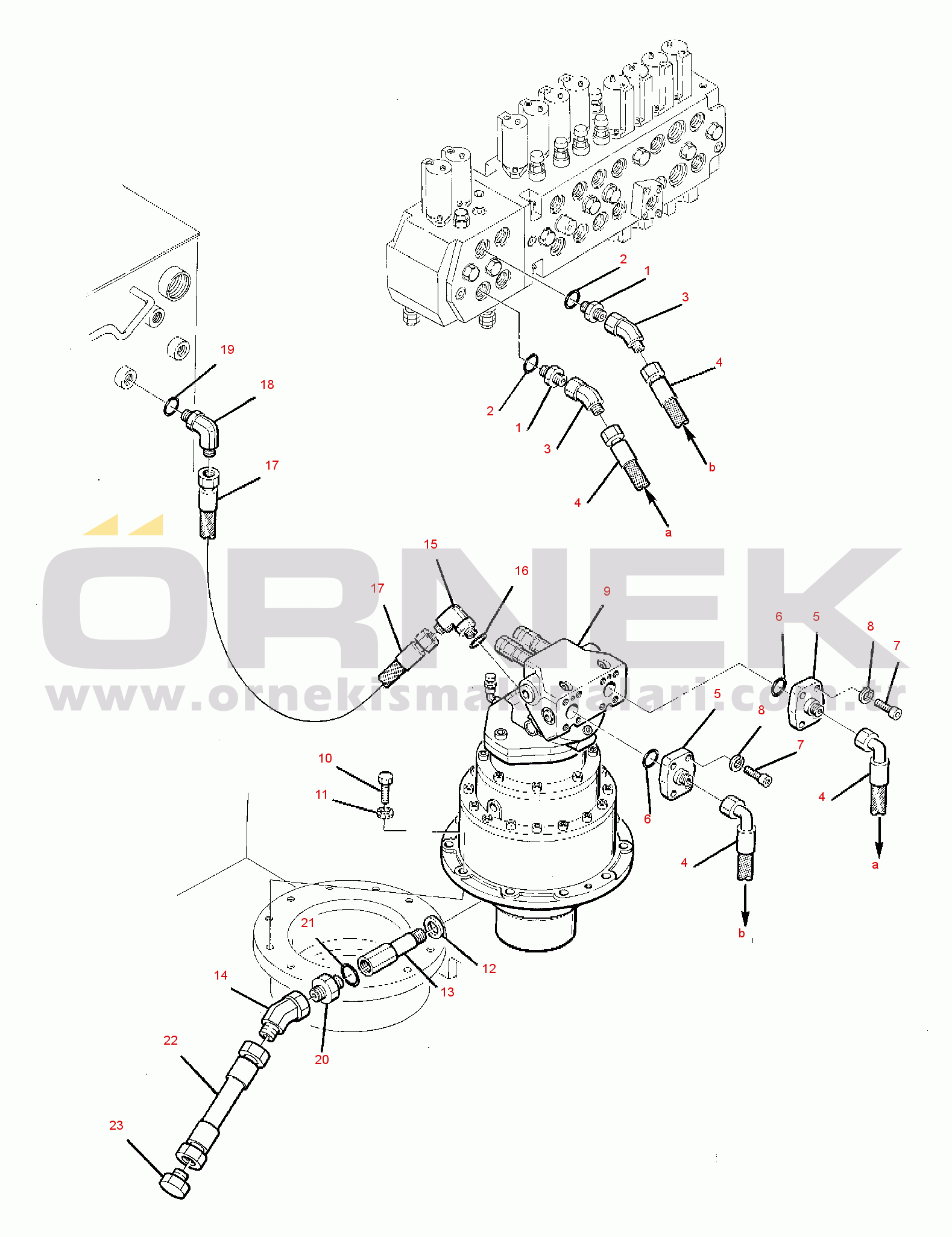 Komatsu PW95-1 S/N 0005747-UP HYDRAULIC PIPING (SWING MOTOR LINE)