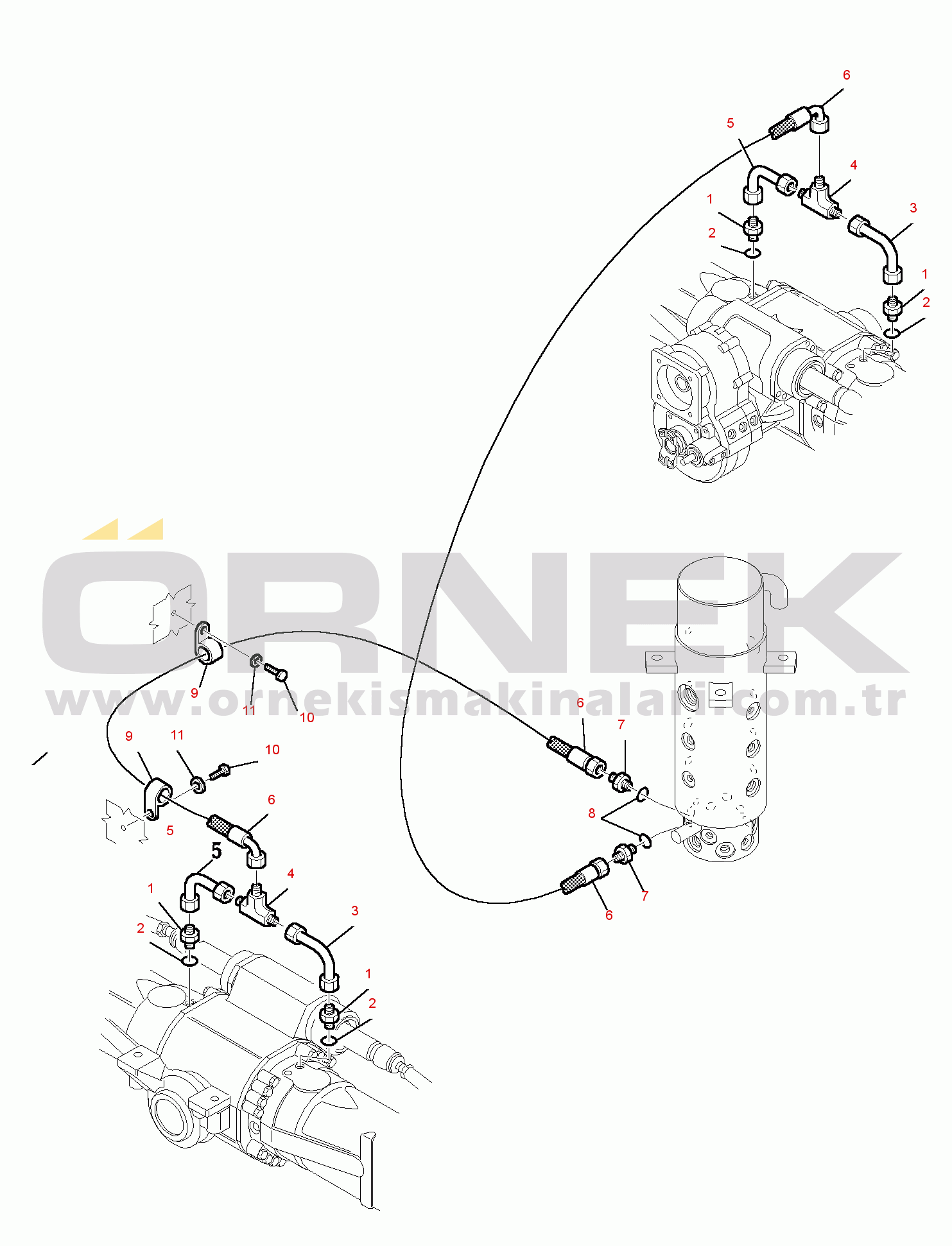 Komatsu PW95R-2 S/N 21D0210001-UP HYDRAULIC PIPING (BRAKE LINE) (3/3)