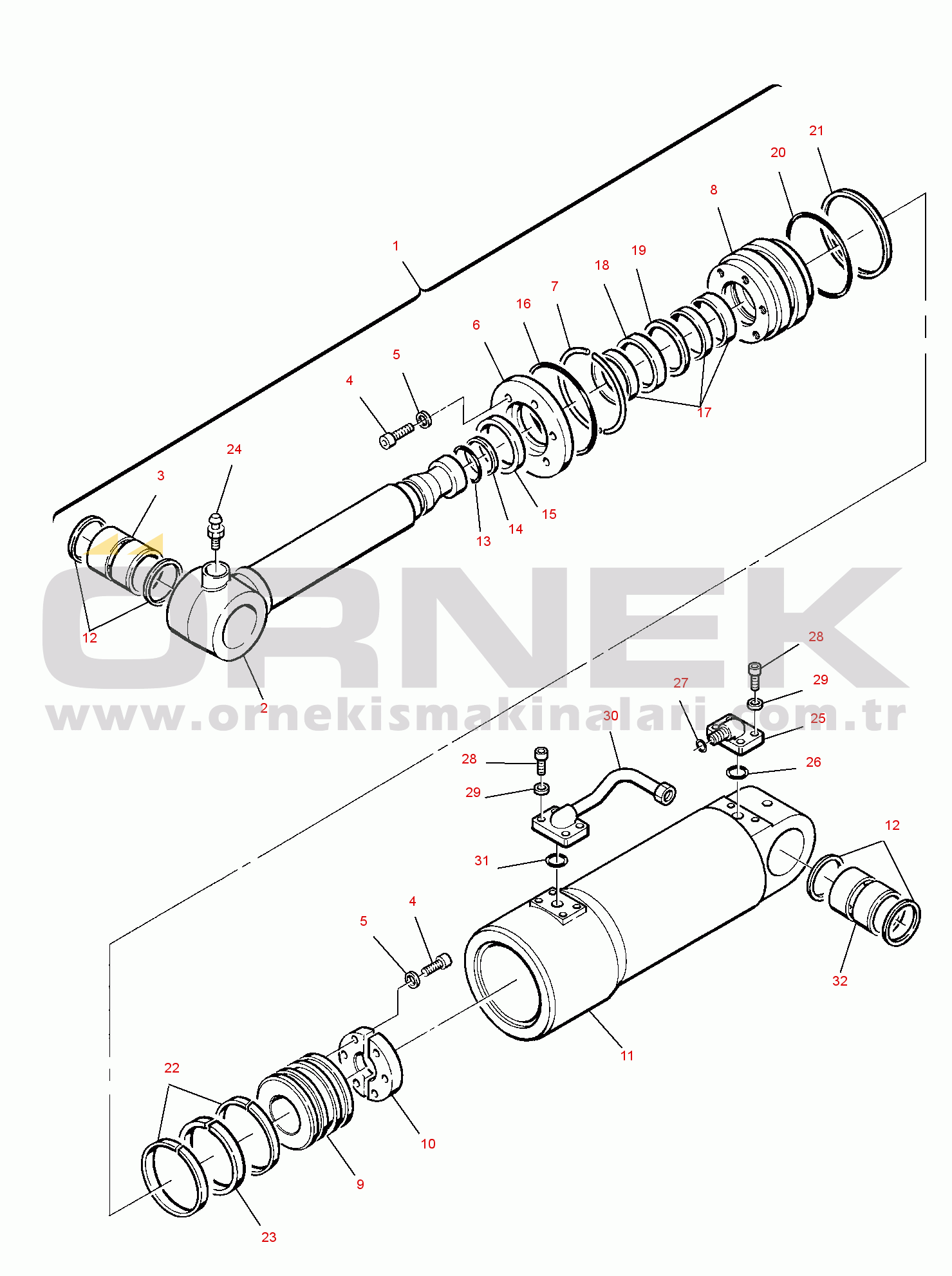 Komatsu PW95R-2 S/N 21D0210001-UP OUTRIGGER OR R.H. BLADE CYLINDER