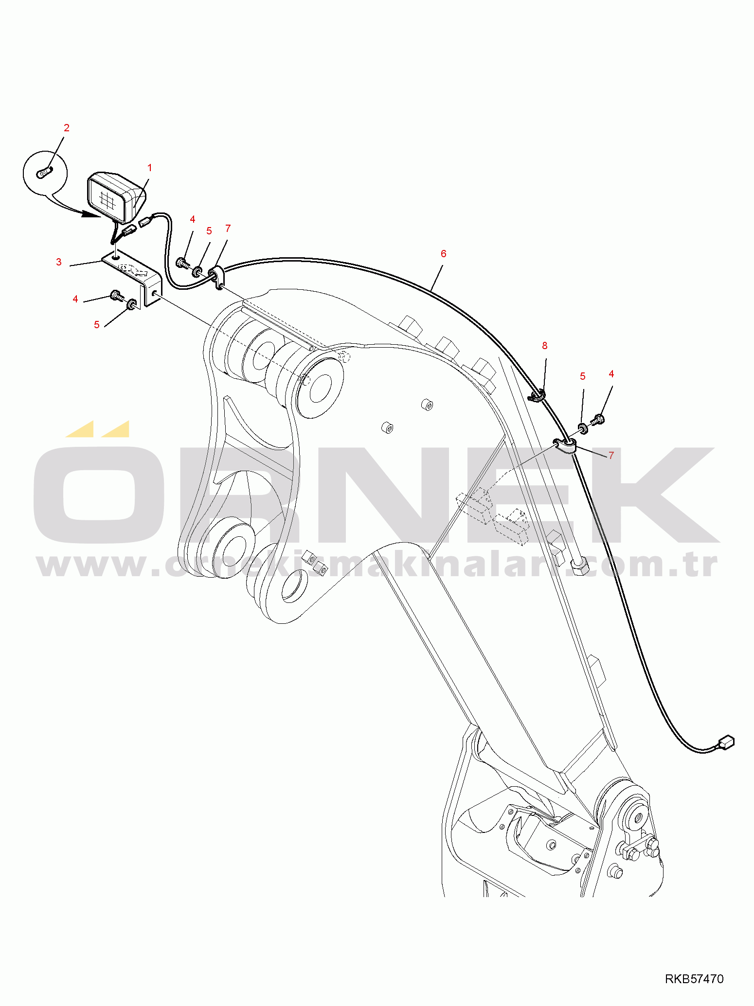 Komatsu PW98MR-6 S/N F00003-UP WORK LIGHT (1st PIECE BOOM)