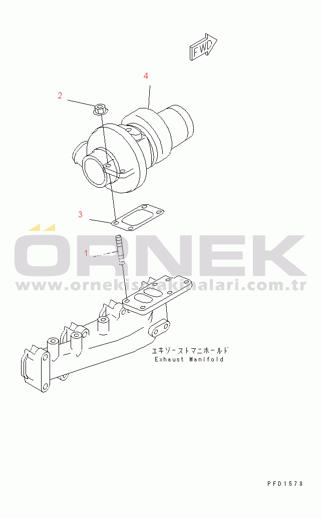 Komatsu S4D102E-1F-US S/N 26200163-UP TURBOCHARGER MOUNTING(#26203202-26233151)