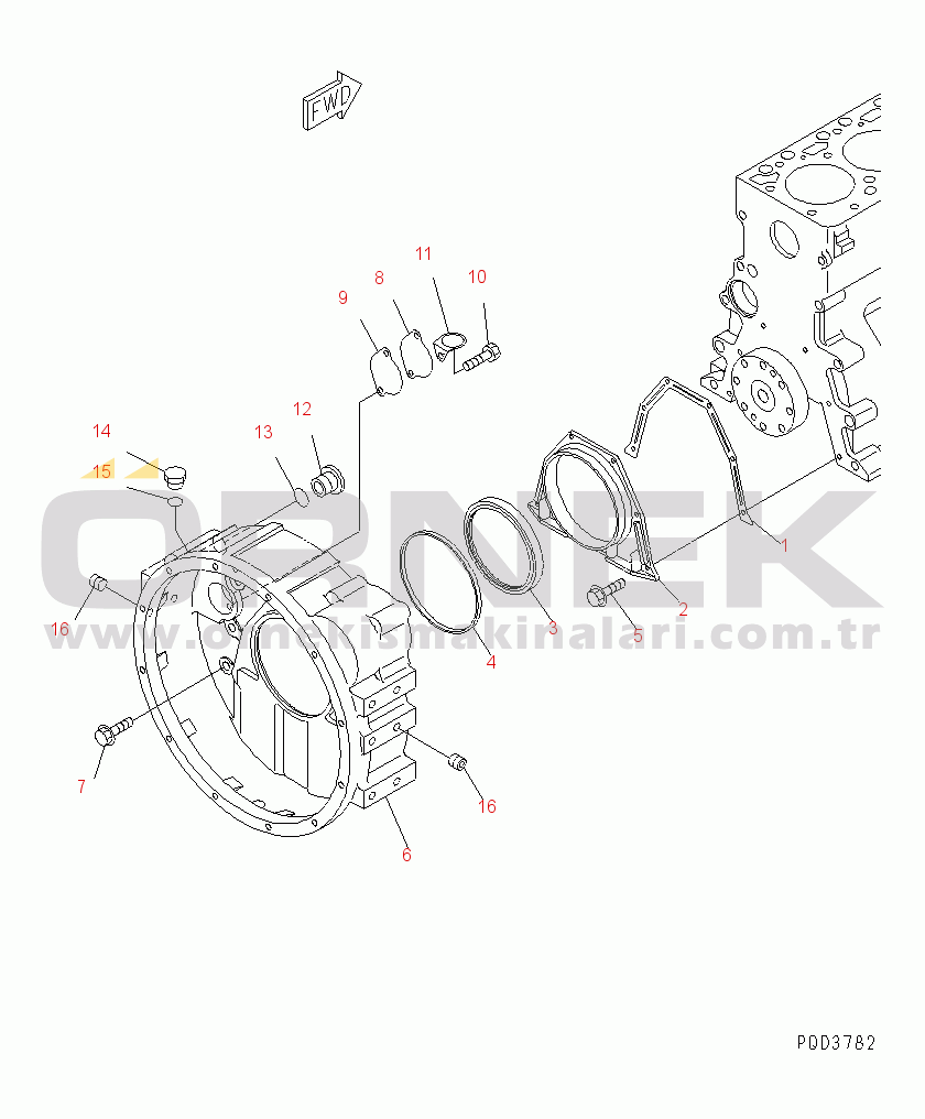 Komatsu S6D102E-1W-D S/N 26200929-UP FLYWHEEL HOUSING(#26223714-26239105)