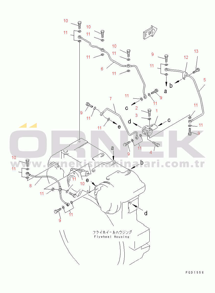 Komatsu S6D125-1D-AR S/N 10001-UP (For Egypt) P.T.O. LUBRICATING OIL PIPING
