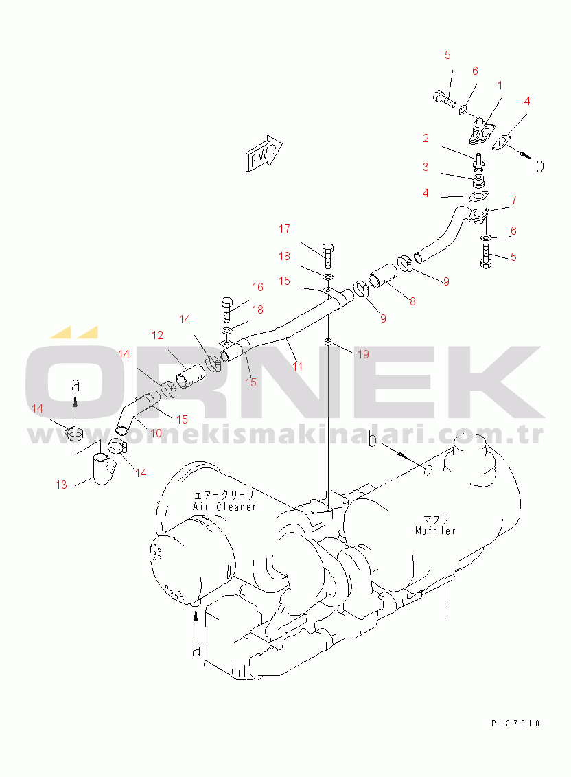 Komatsu S6D170-1L-B S/N 14674-UP MUFFLER EJECTOR PIPING (EXTREME COLD TERRAIN SPEC.)